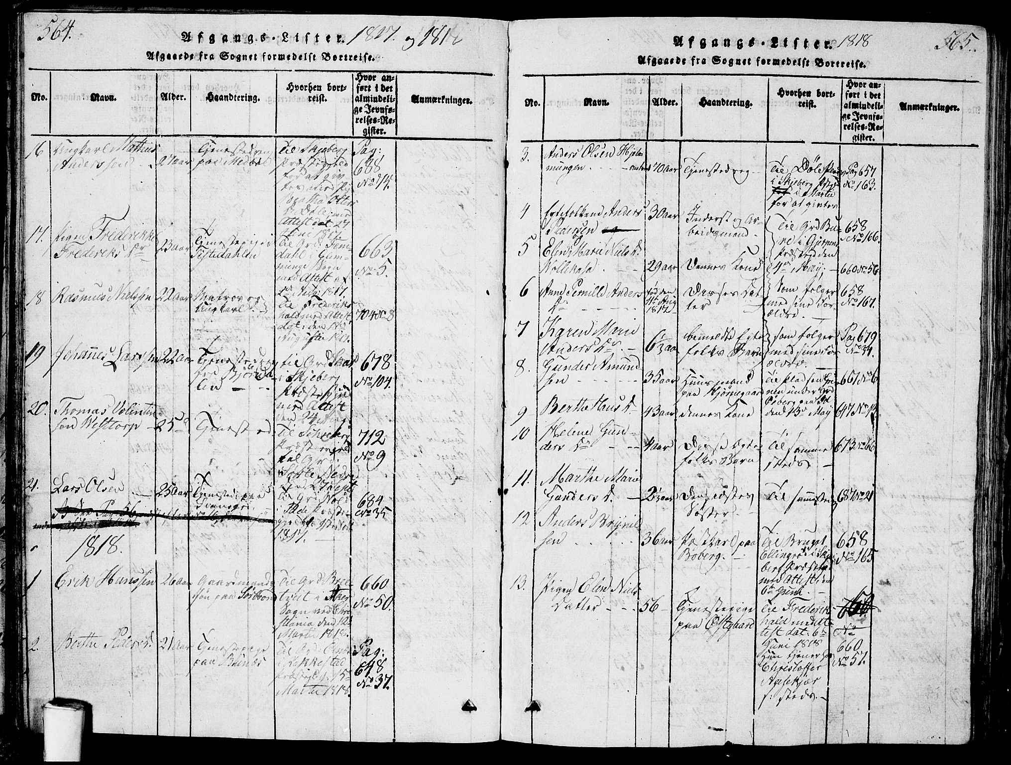 Berg prestekontor Kirkebøker, SAO/A-10902/G/Ga/L0001: Parish register (copy) no. I 1, 1815-1832, p. 564-565