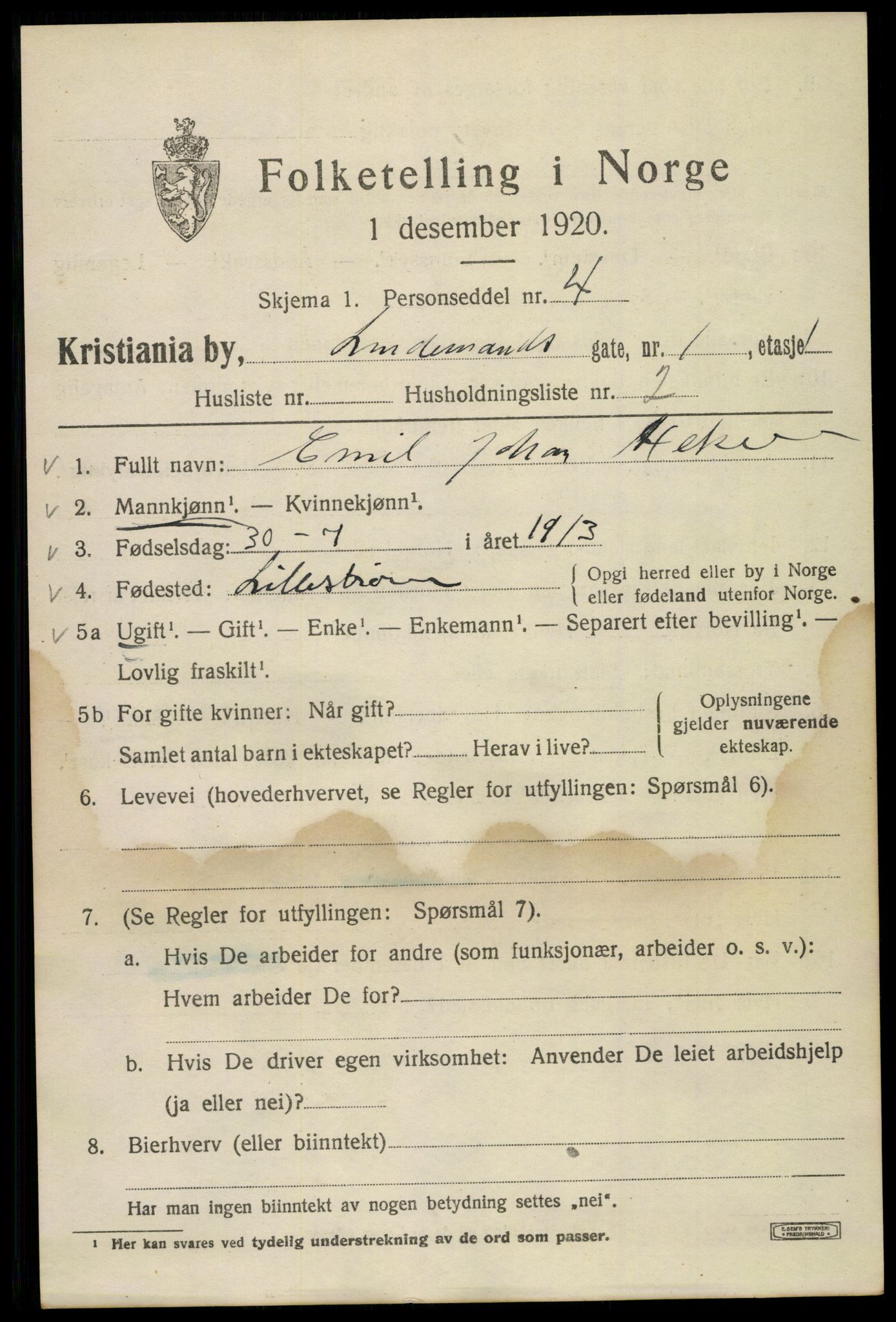 SAO, 1920 census for Kristiania, 1920, p. 364731