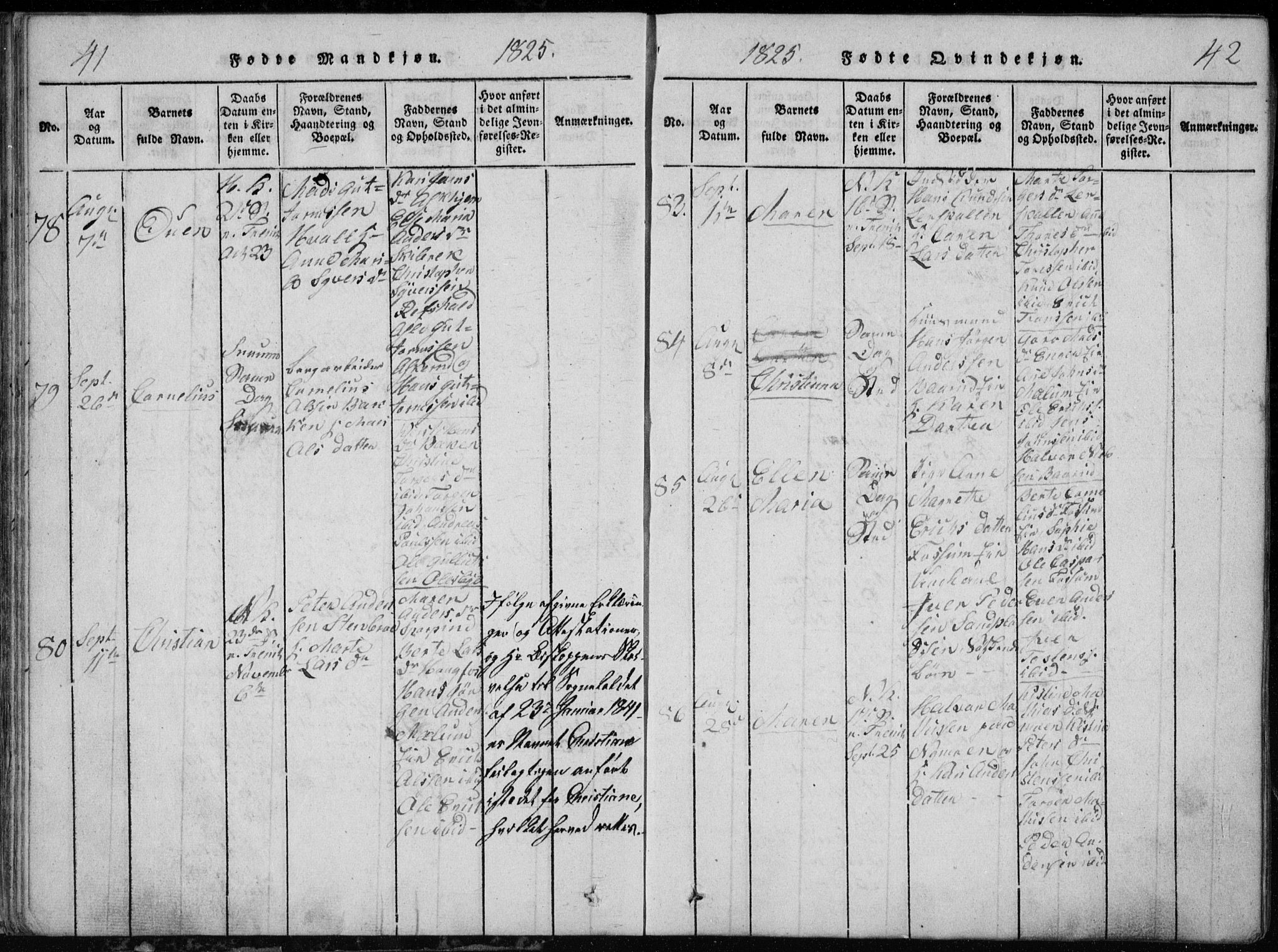 Modum kirkebøker, AV/SAKO-A-234/G/Ga/L0002: Parish register (copy) no. I 2, 1824-1832, p. 41-42