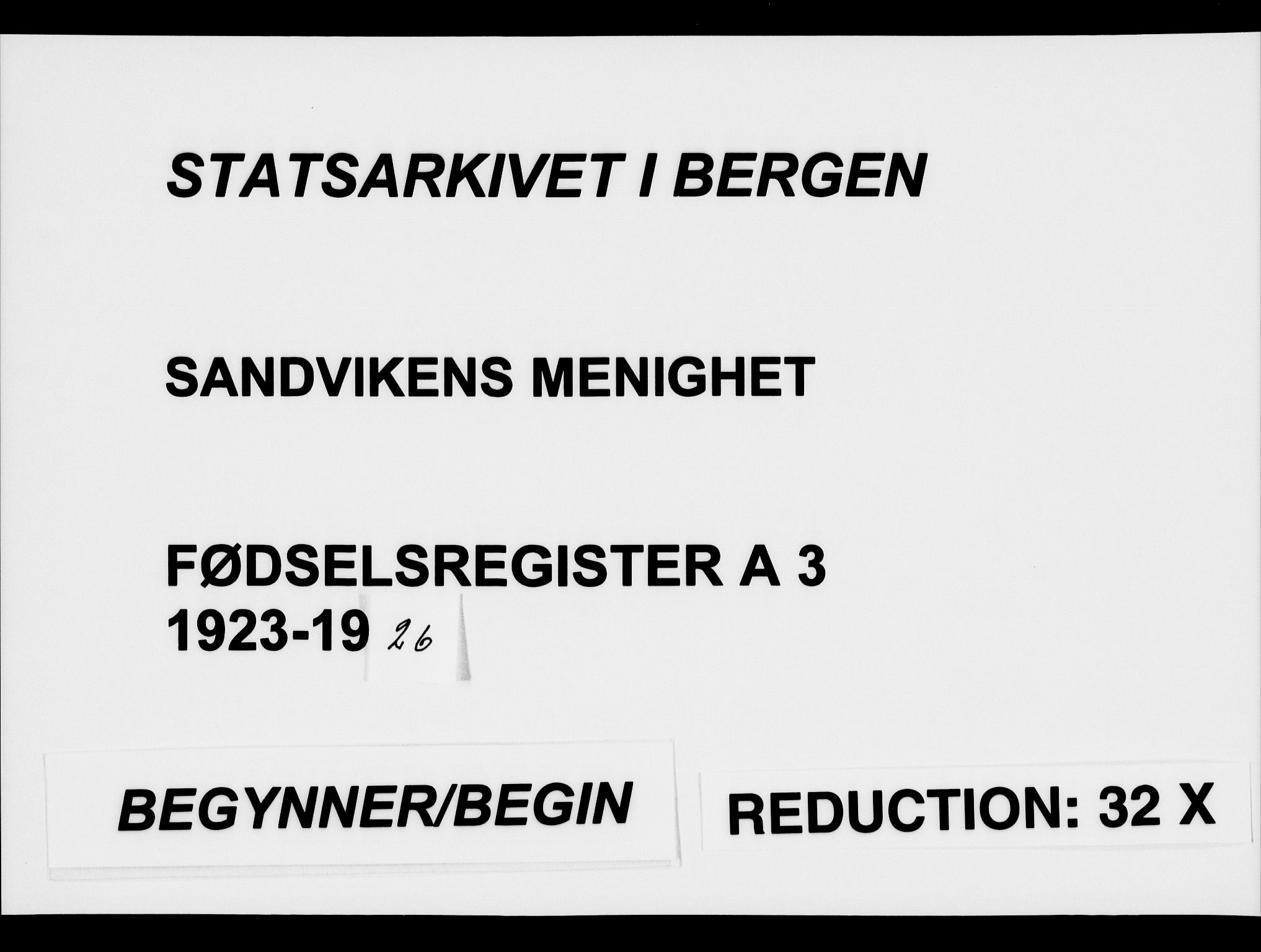 Sandviken Sokneprestembete, SAB/A-77601/I/Ib/L00A3: Birth register no. A 3, 1923-1926