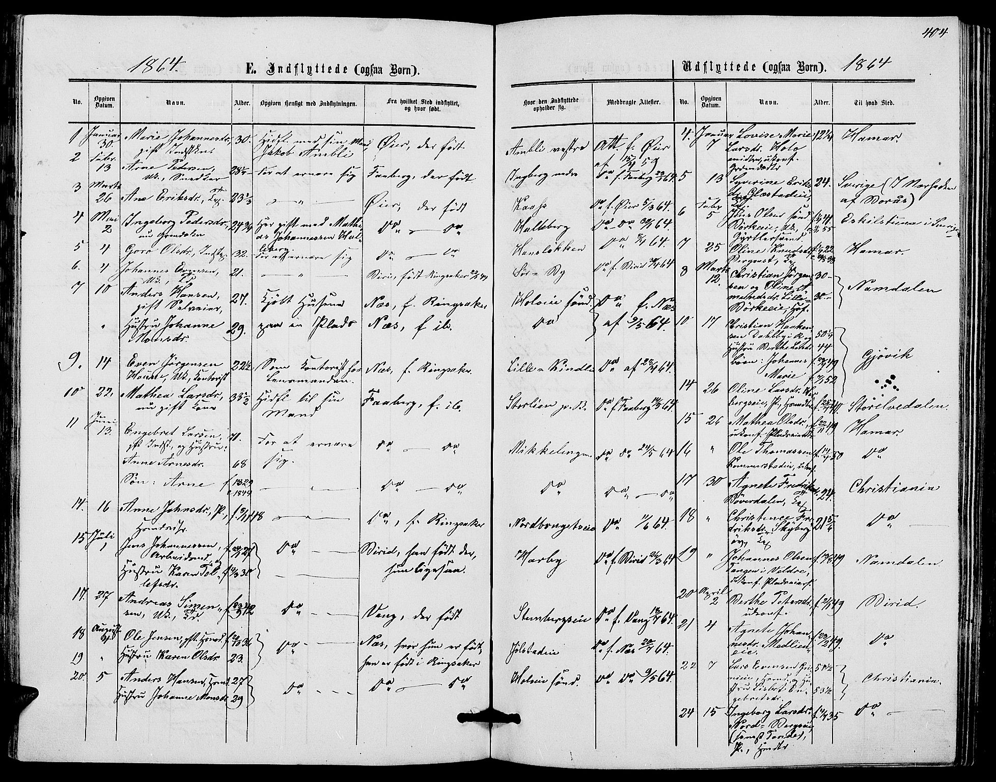 Ringsaker prestekontor, AV/SAH-PREST-014/L/La/L0007: Parish register (copy) no. 7, 1861-1869, p. 404