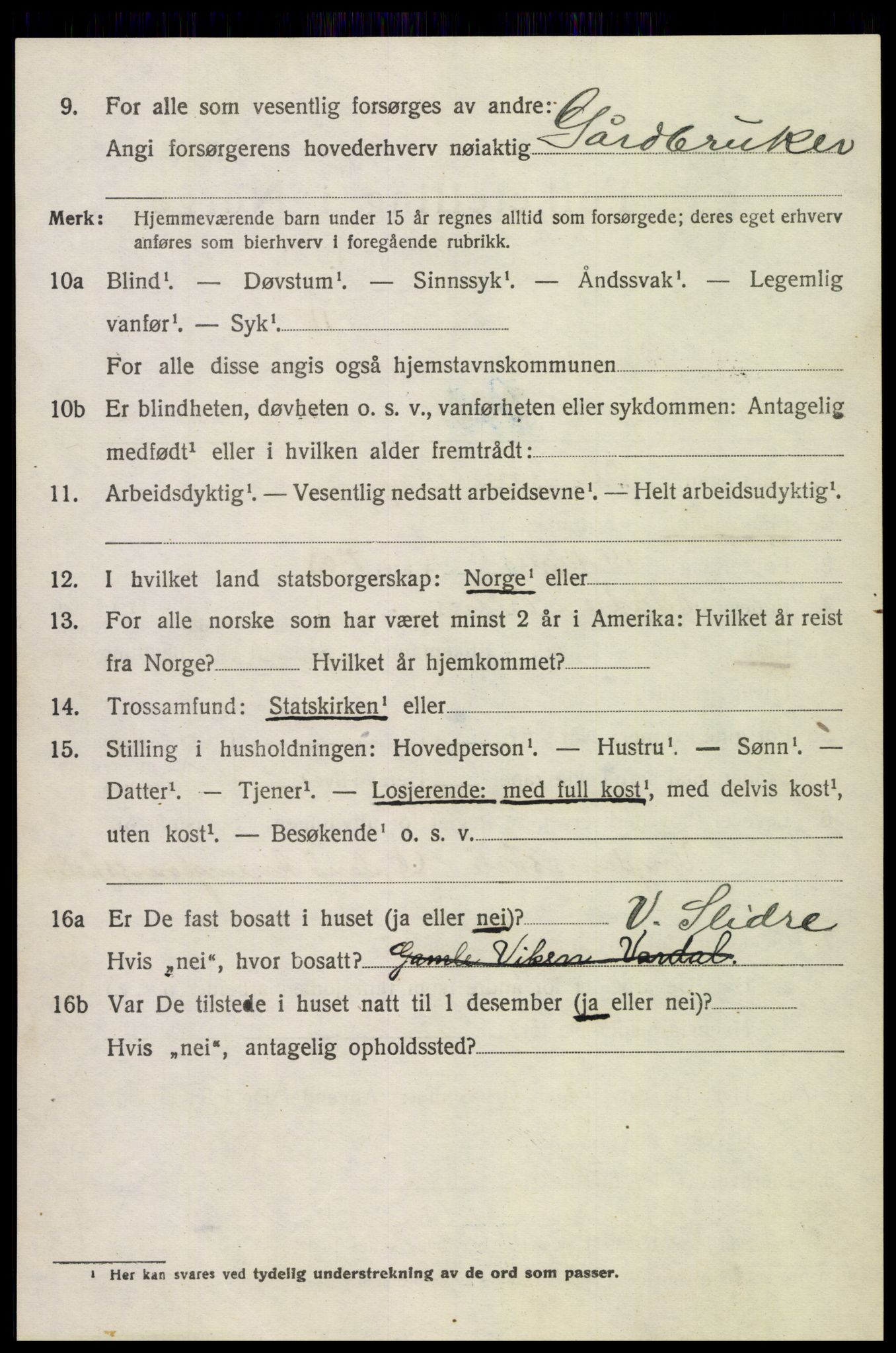 SAH, 1920 census for Vardal, 1920, p. 6744