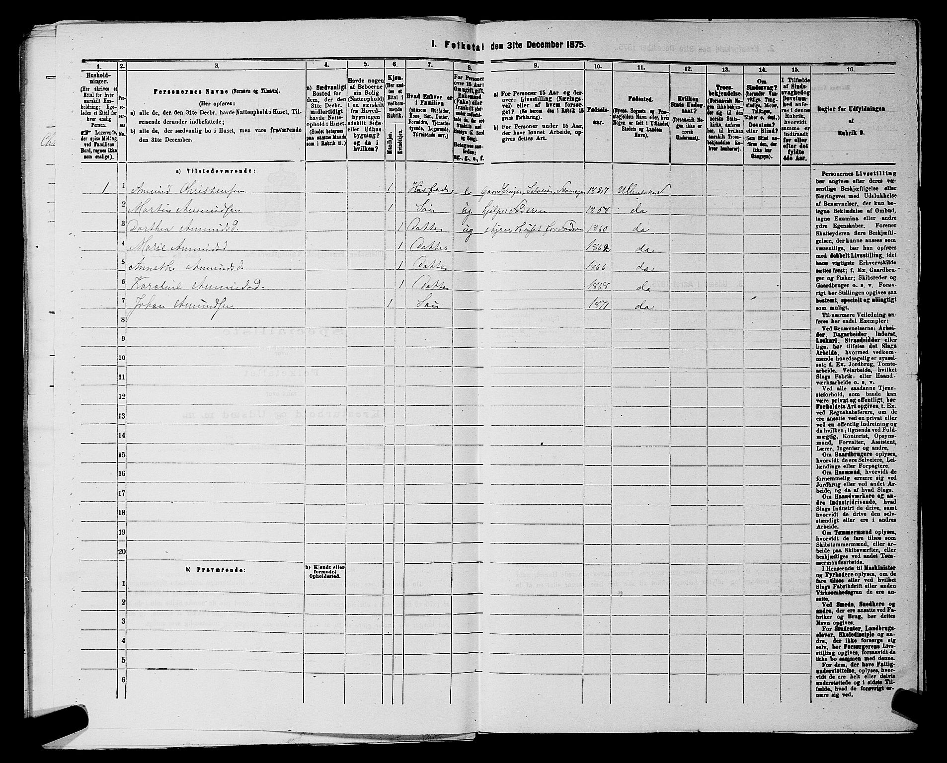 RA, 1875 census for 0235P Ullensaker, 1875, p. 1043