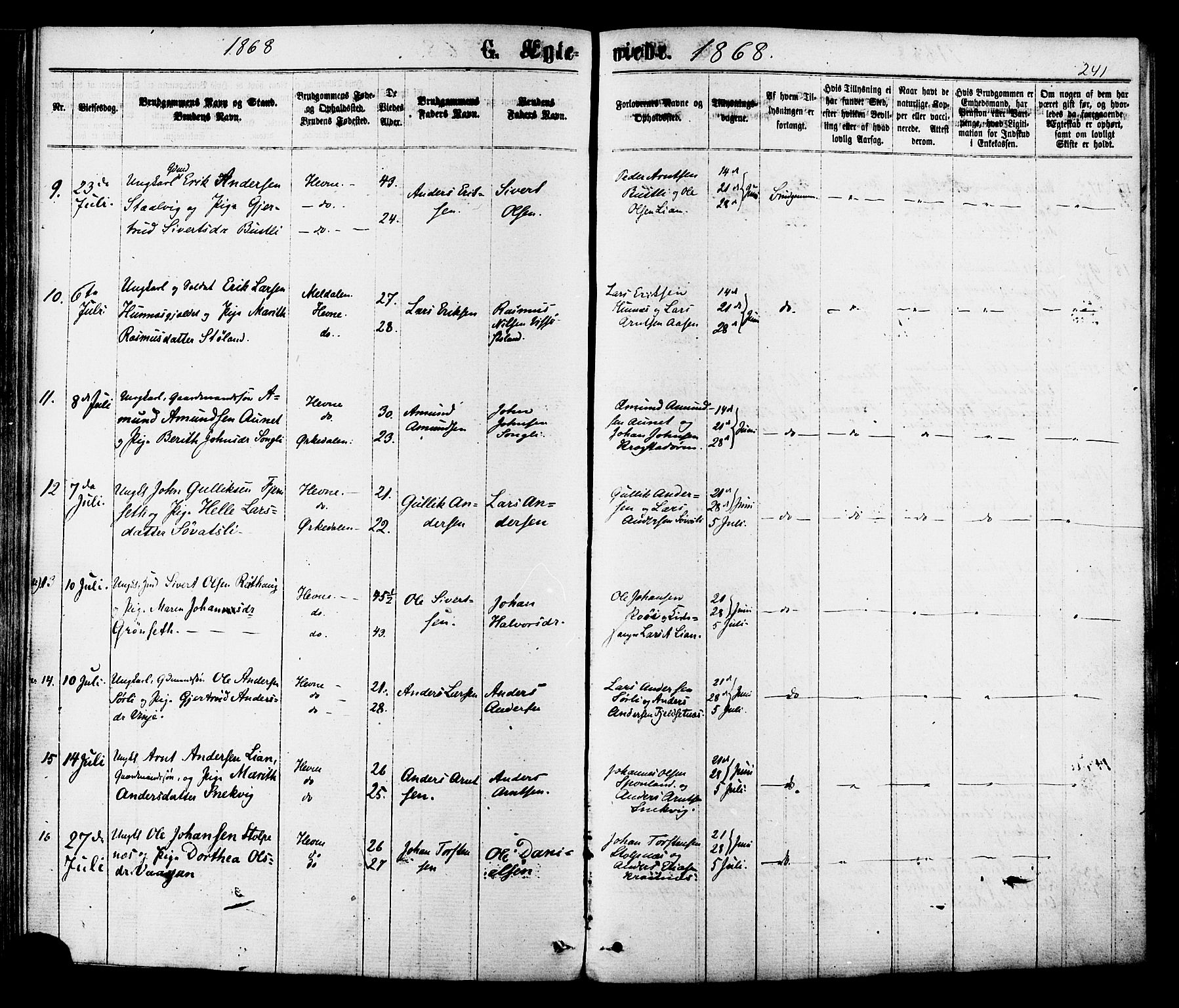 Ministerialprotokoller, klokkerbøker og fødselsregistre - Sør-Trøndelag, SAT/A-1456/630/L0495: Parish register (official) no. 630A08, 1868-1878, p. 241