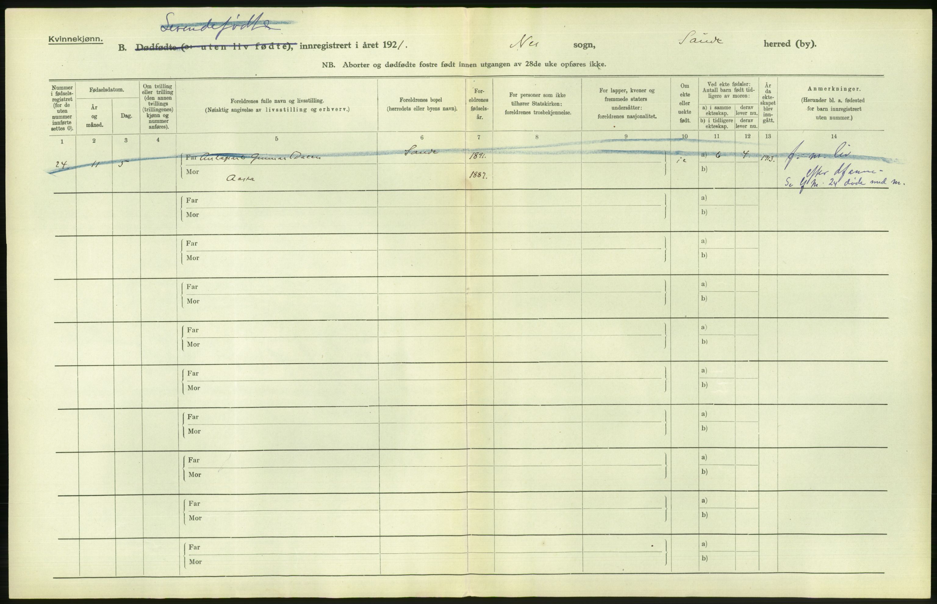 Statistisk sentralbyrå, Sosiodemografiske emner, Befolkning, AV/RA-S-2228/D/Df/Dfc/Dfca/L0024: Telemark fylke: Gifte, døde, dødfødte. Bygder og byer., 1921, p. 732