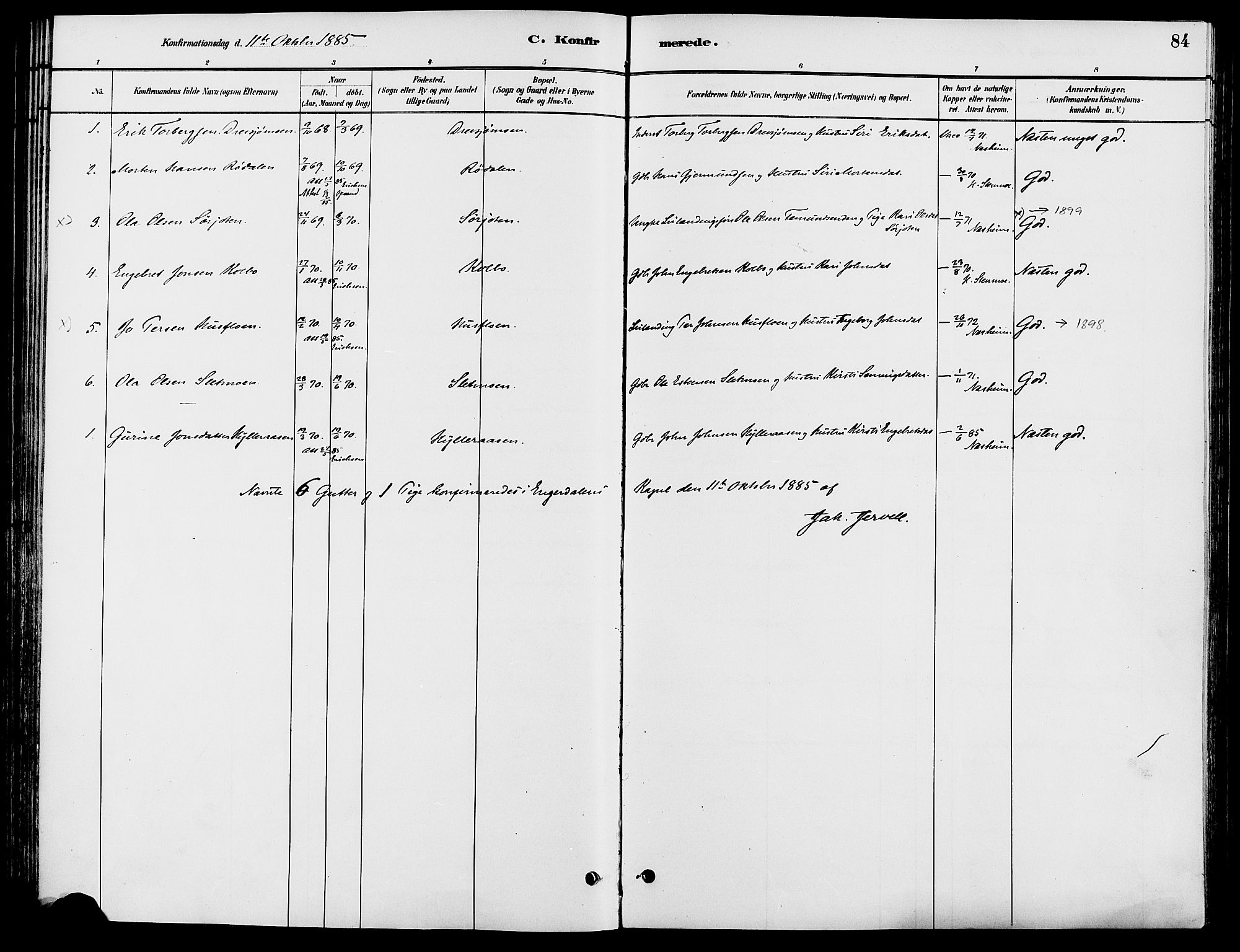 Engerdal prestekontor, AV/SAH-PREST-048/H/Ha/Haa/L0001: Parish register (official) no. 1, 1881-1898, p. 84