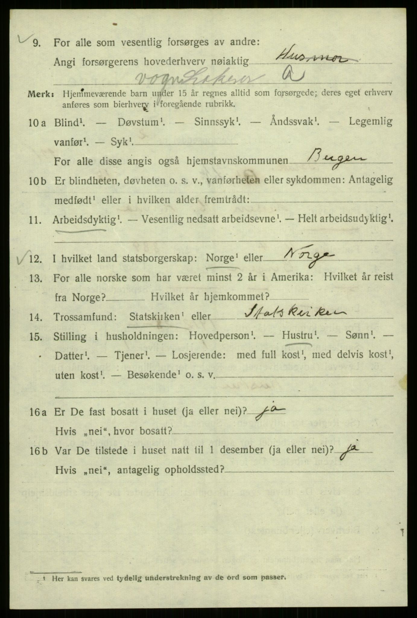 SAB, 1920 census for Bergen, 1920, p. 191756