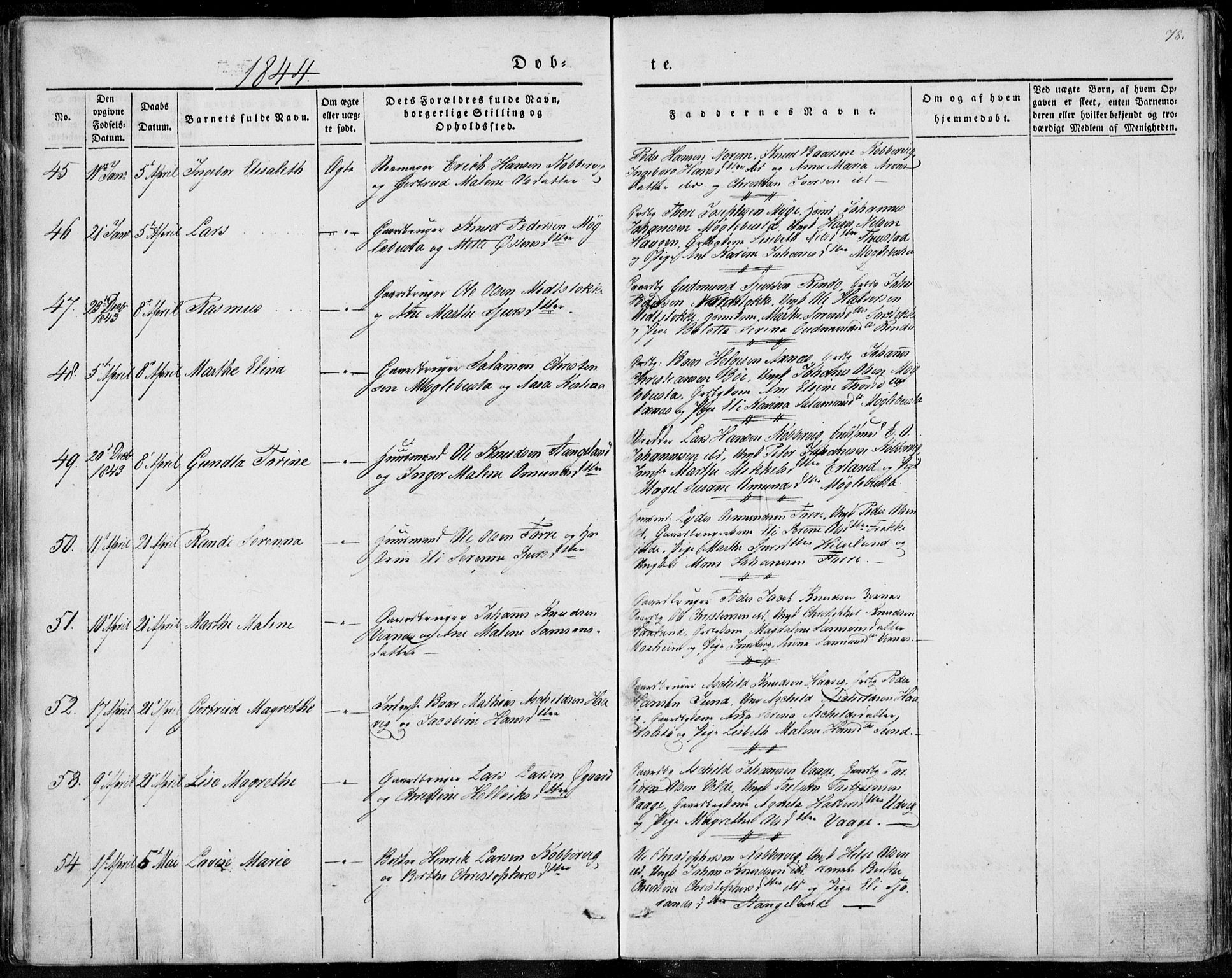 Avaldsnes sokneprestkontor, SAST/A -101851/H/Ha/Haa/L0006: Parish register (official) no. A 6, 1839-1847, p. 78