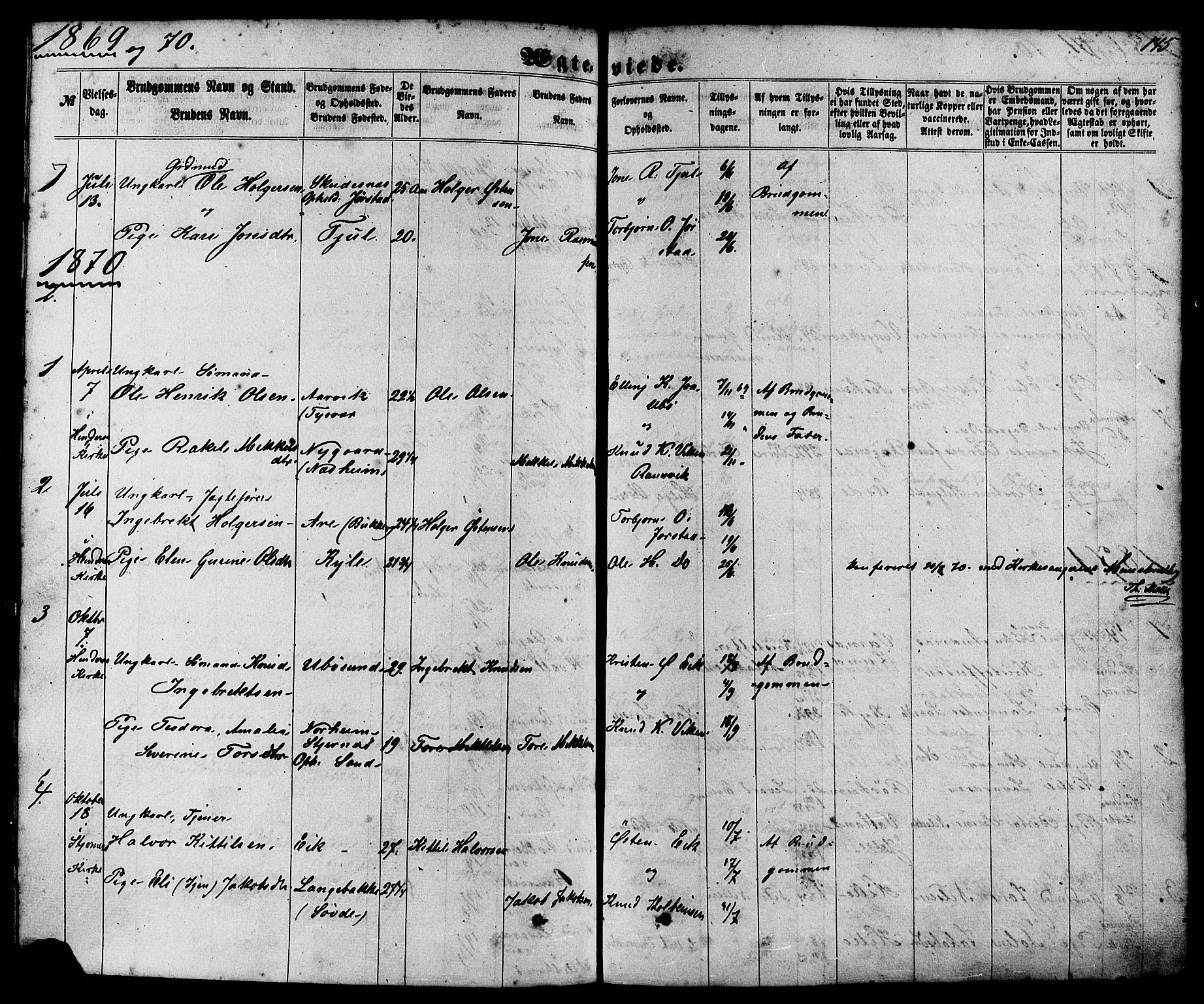 Nedstrand sokneprestkontor, AV/SAST-A-101841/01/IV: Parish register (official) no. A 10, 1861-1887, p. 145