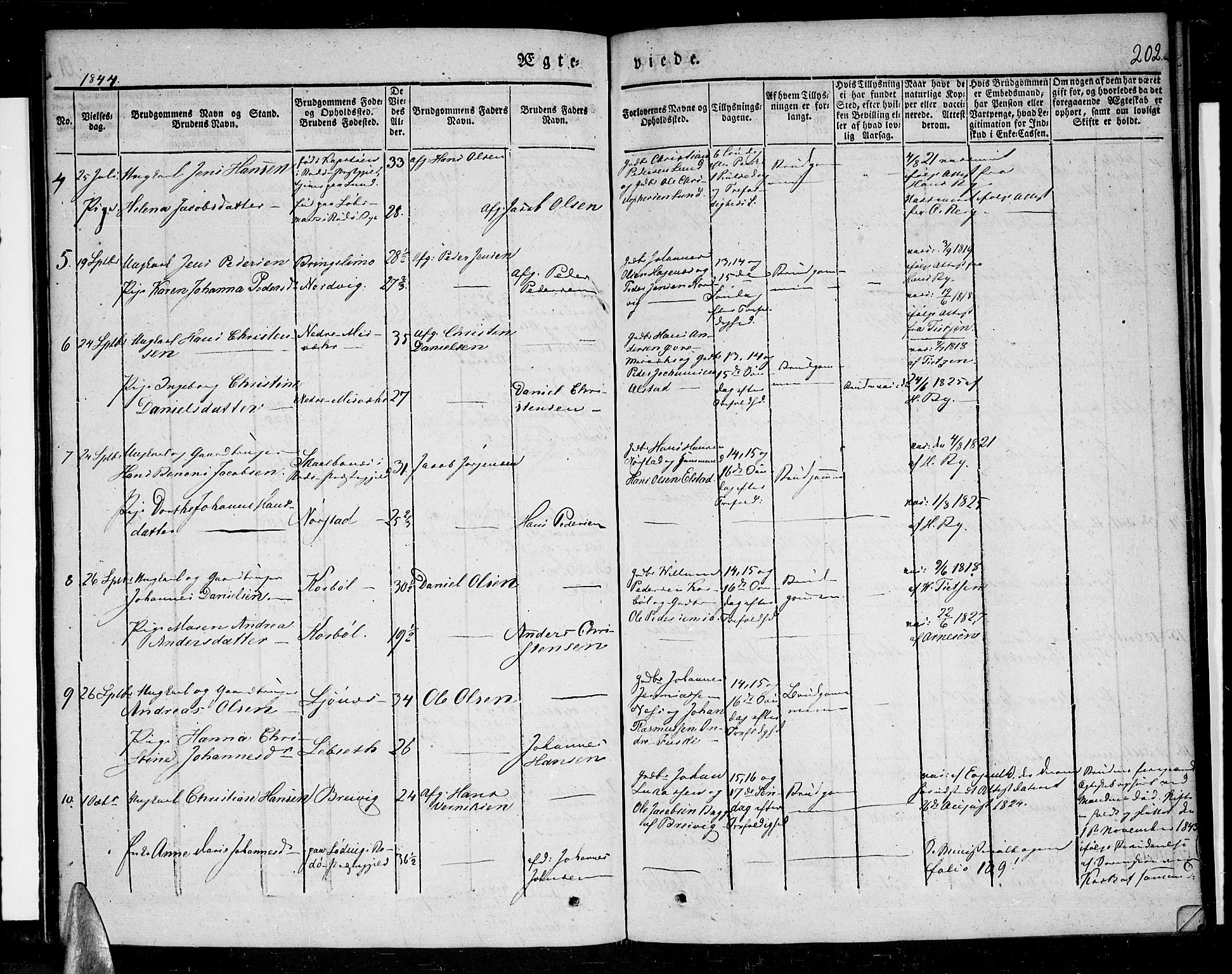 Ministerialprotokoller, klokkerbøker og fødselsregistre - Nordland, SAT/A-1459/852/L0737: Parish register (official) no. 852A07, 1833-1849, p. 202