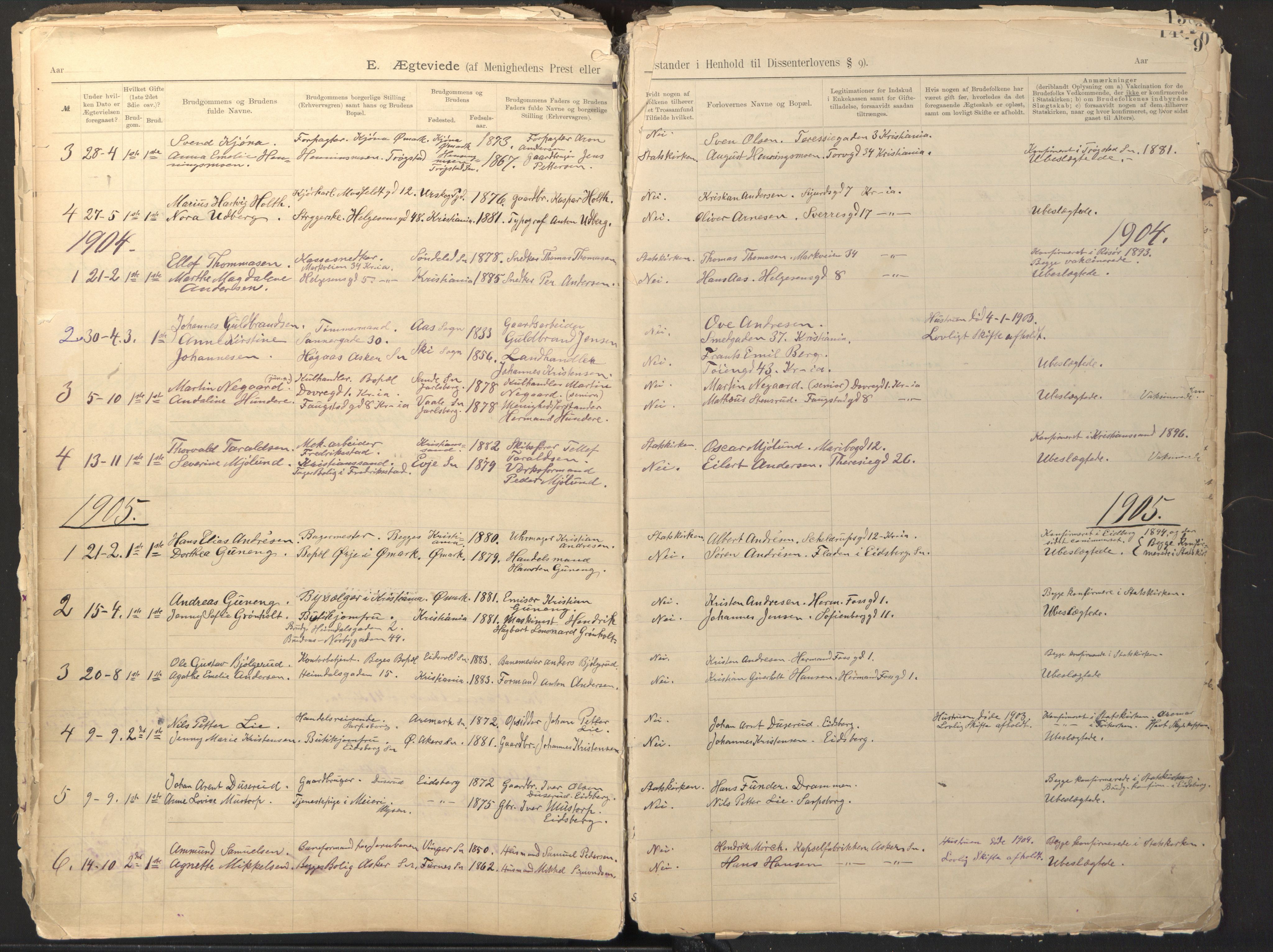 Den evangelisk-lutherske frikirke østre menighet, Oslo, SAO/PAO-0245/F/L0002: Dissenter register no. 2, 1892-1936, p. 148