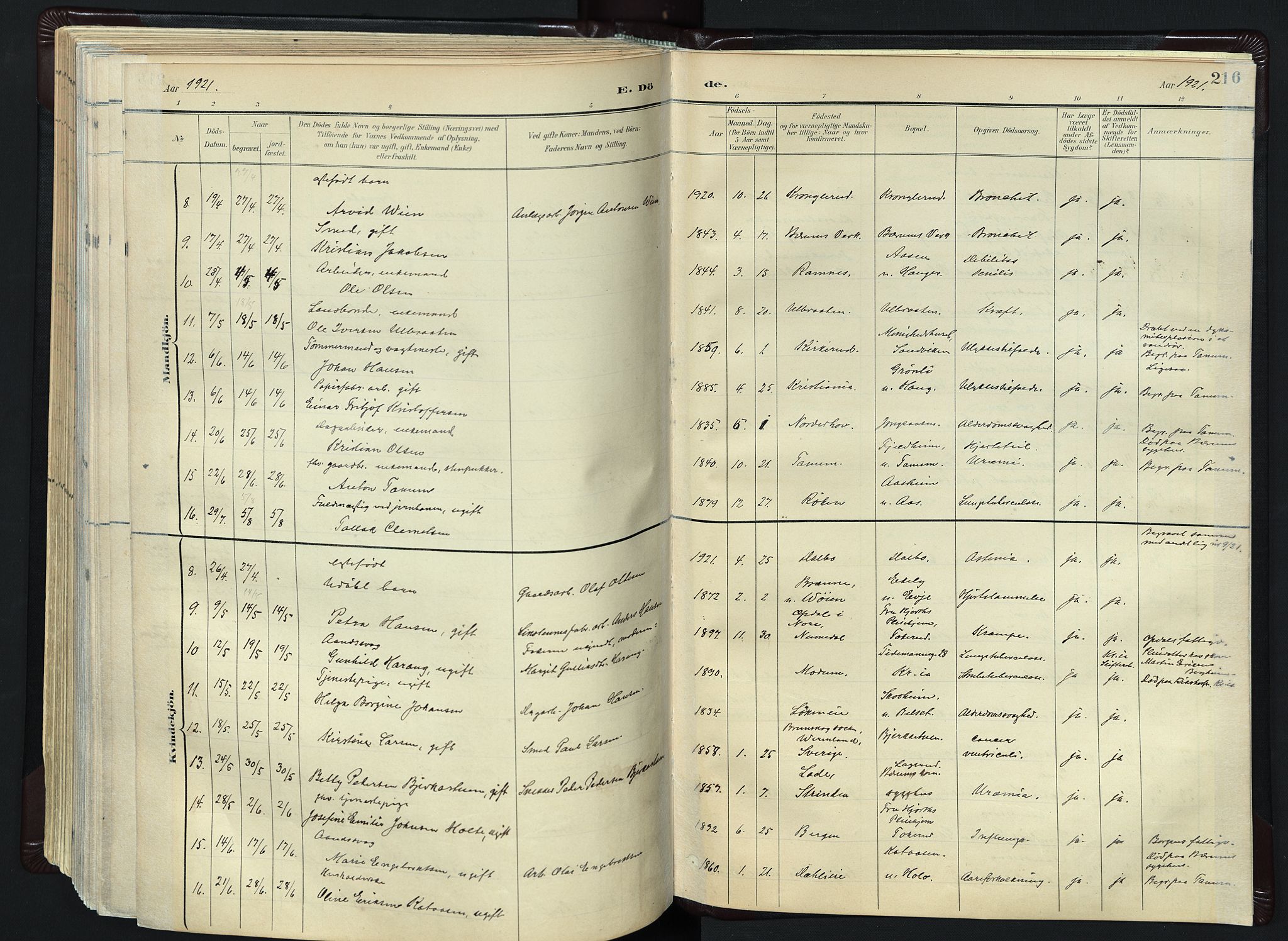 Vestre Bærum prestekontor Kirkebøker, AV/SAO-A-10209a/F/Fa/L0001: Parish register (official) no. 1, 1896-1923, p. 216