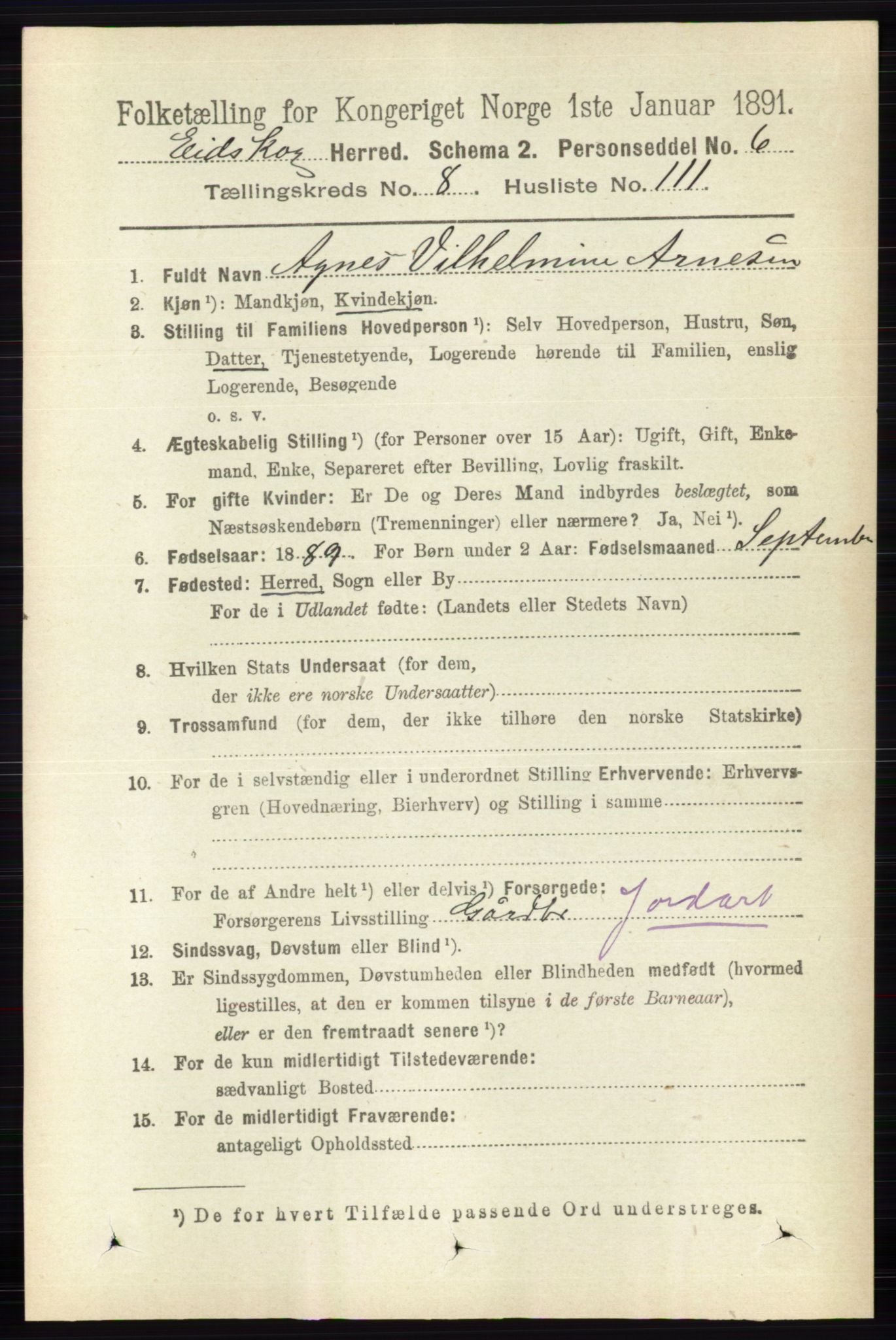 RA, 1891 census for 0420 Eidskog, 1891, p. 5184