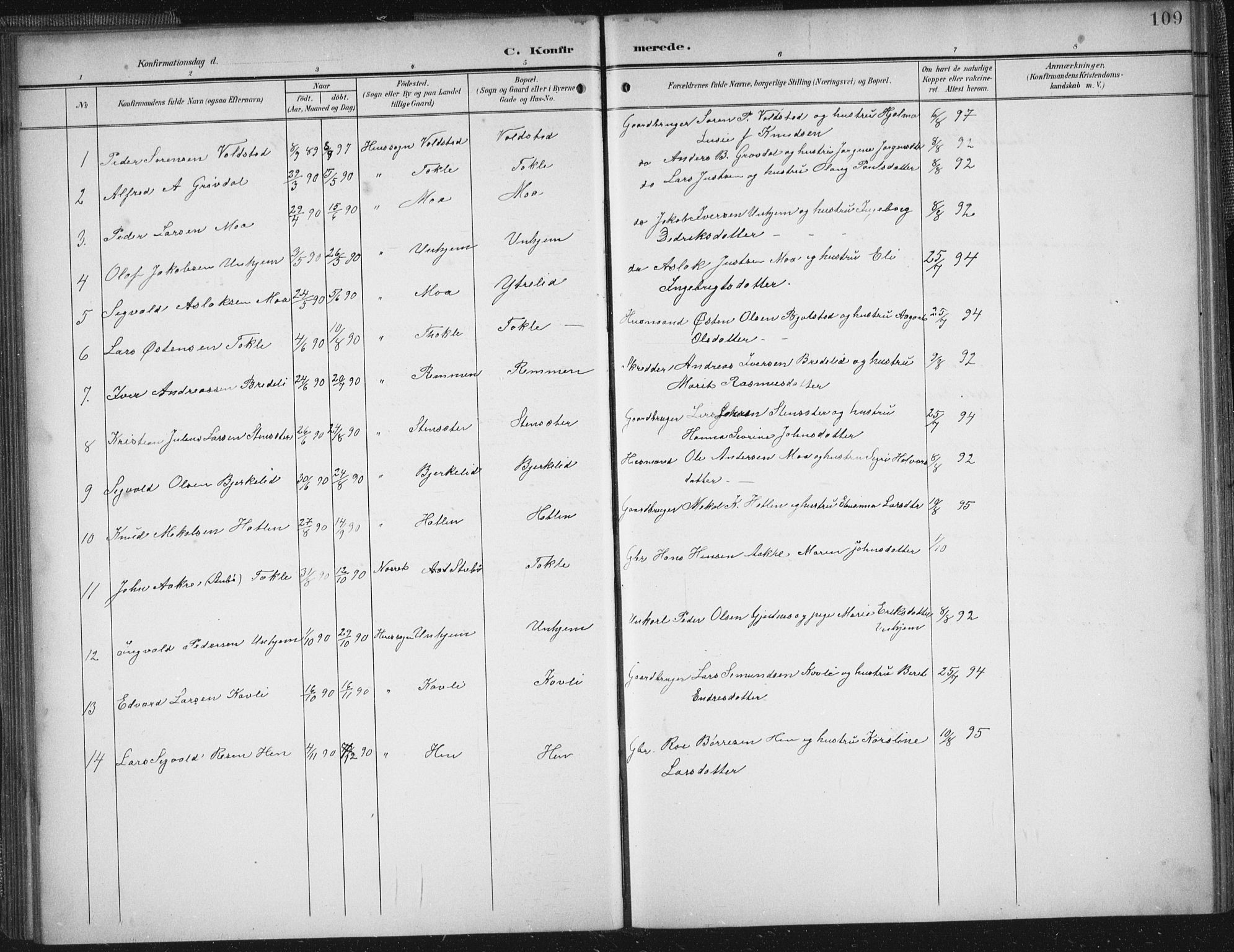 Ministerialprotokoller, klokkerbøker og fødselsregistre - Møre og Romsdal, AV/SAT-A-1454/545/L0589: Parish register (copy) no. 545C03, 1902-1937, p. 109