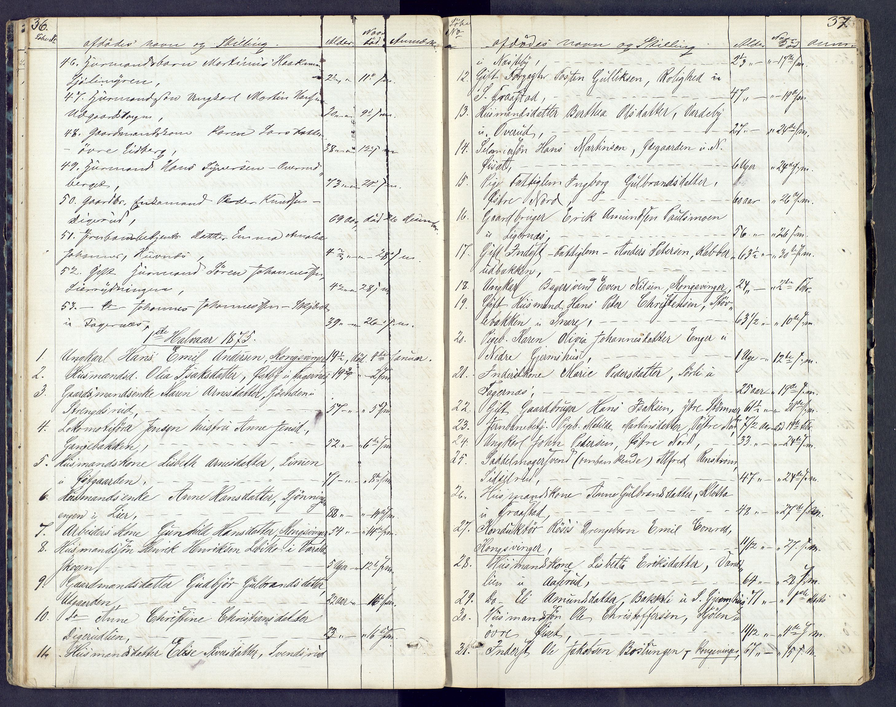 Vinger og Odal sorenskriveri, AV/SAH-TING-022/J/Jf/L0003: Dødsfallsprotokoll - Vinger og Eidskog, 1867-1881, p. 36-37