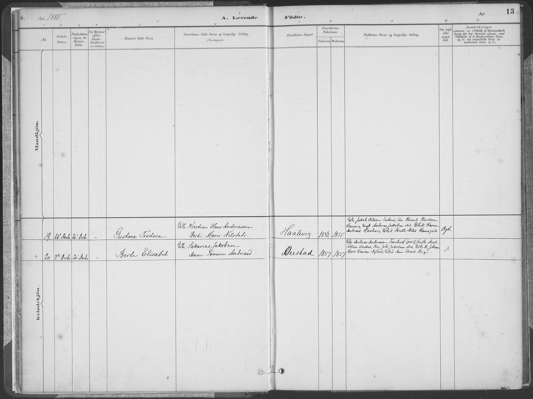 Lyngdal sokneprestkontor, AV/SAK-1111-0029/F/Fa/Faa/L0004: Parish register (official) no. A 4, 1883-1904, p. 13