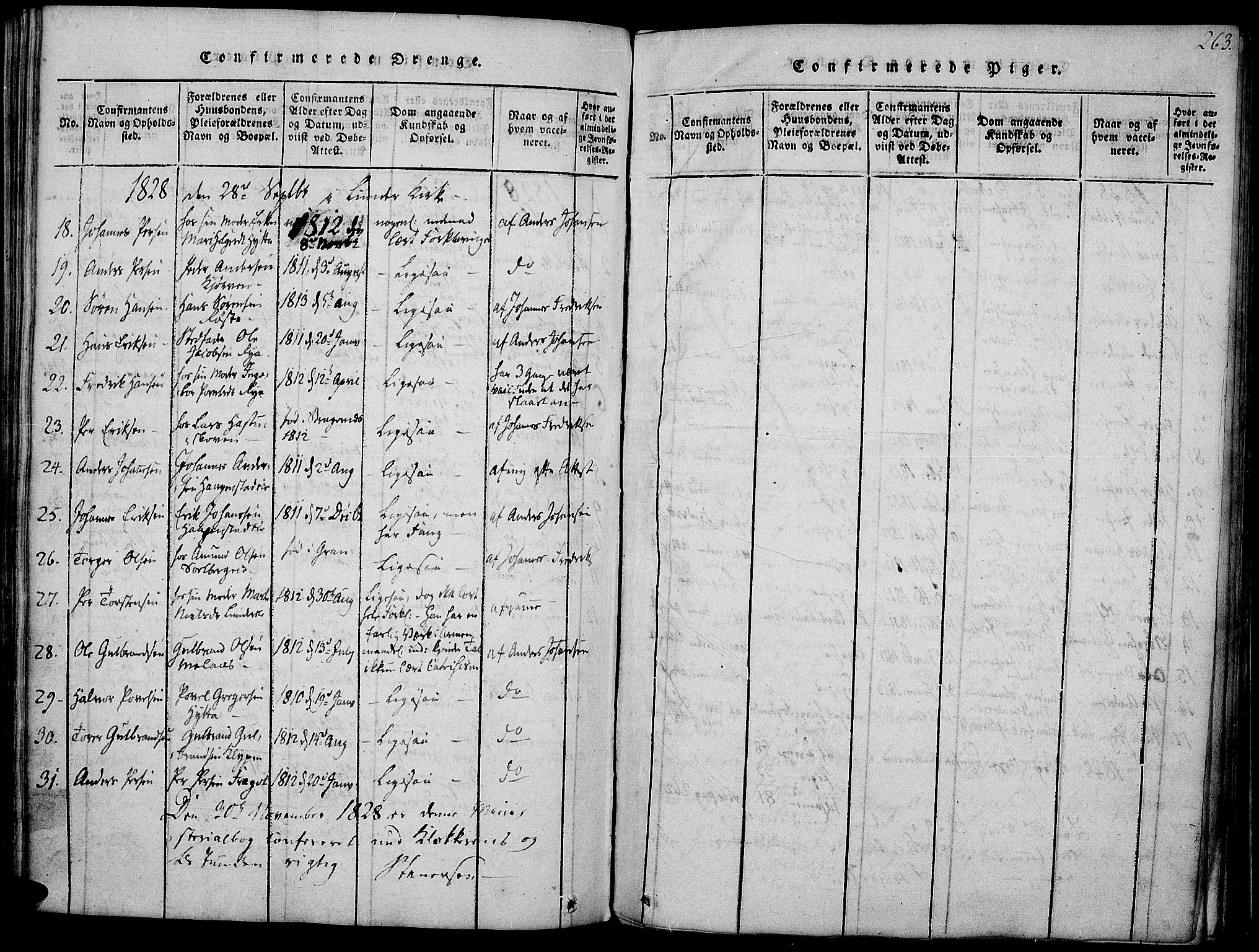 Jevnaker prestekontor, SAH/PREST-116/H/Ha/Haa/L0005: Parish register (official) no. 5, 1815-1837, p. 263