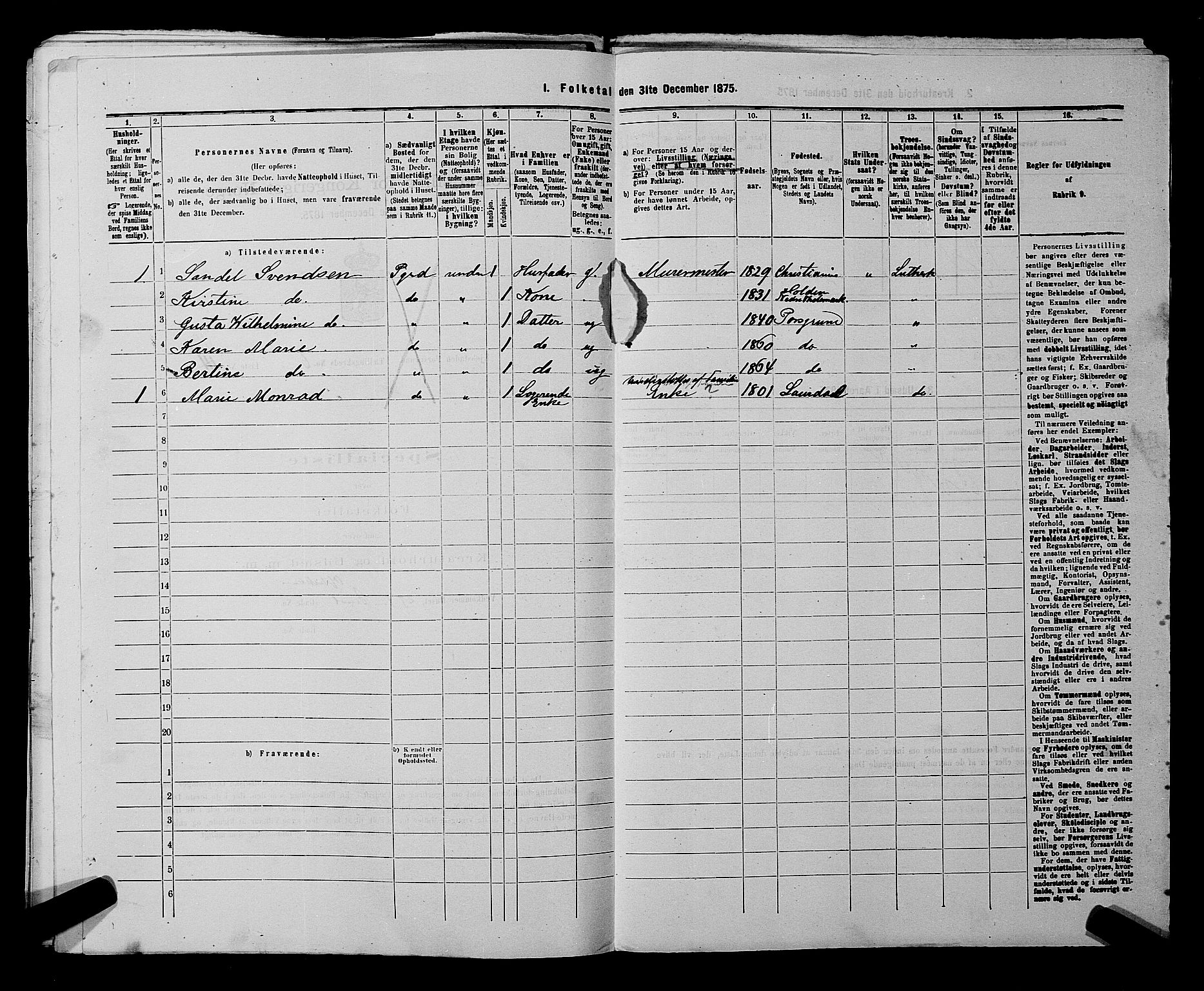 SAKO, 1875 census for 0805P Porsgrunn, 1875, p. 272