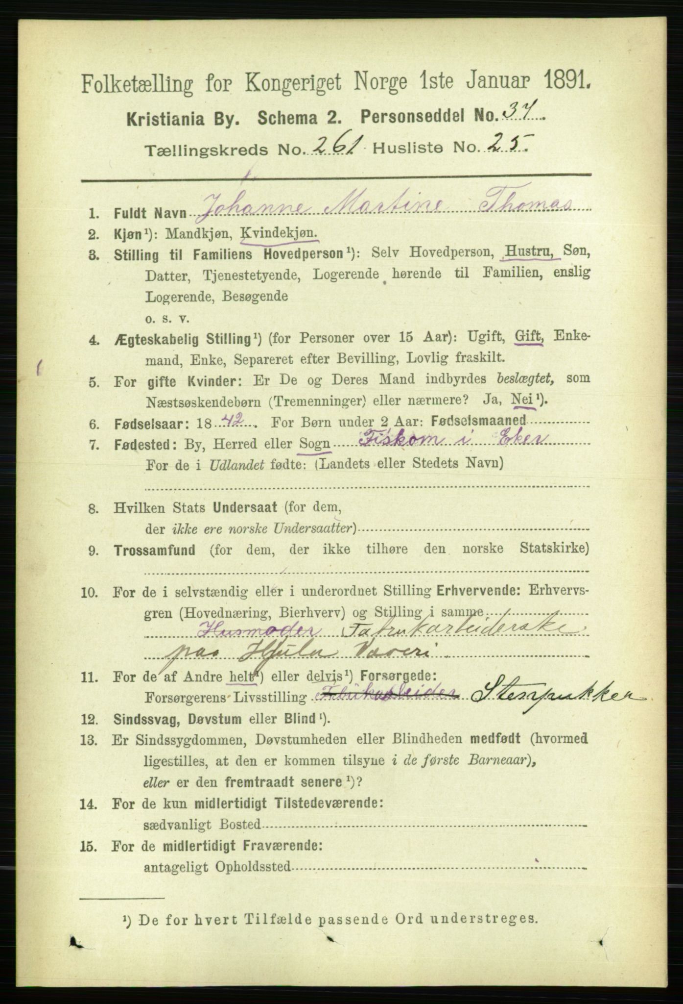 RA, 1891 census for 0301 Kristiania, 1891, p. 158695