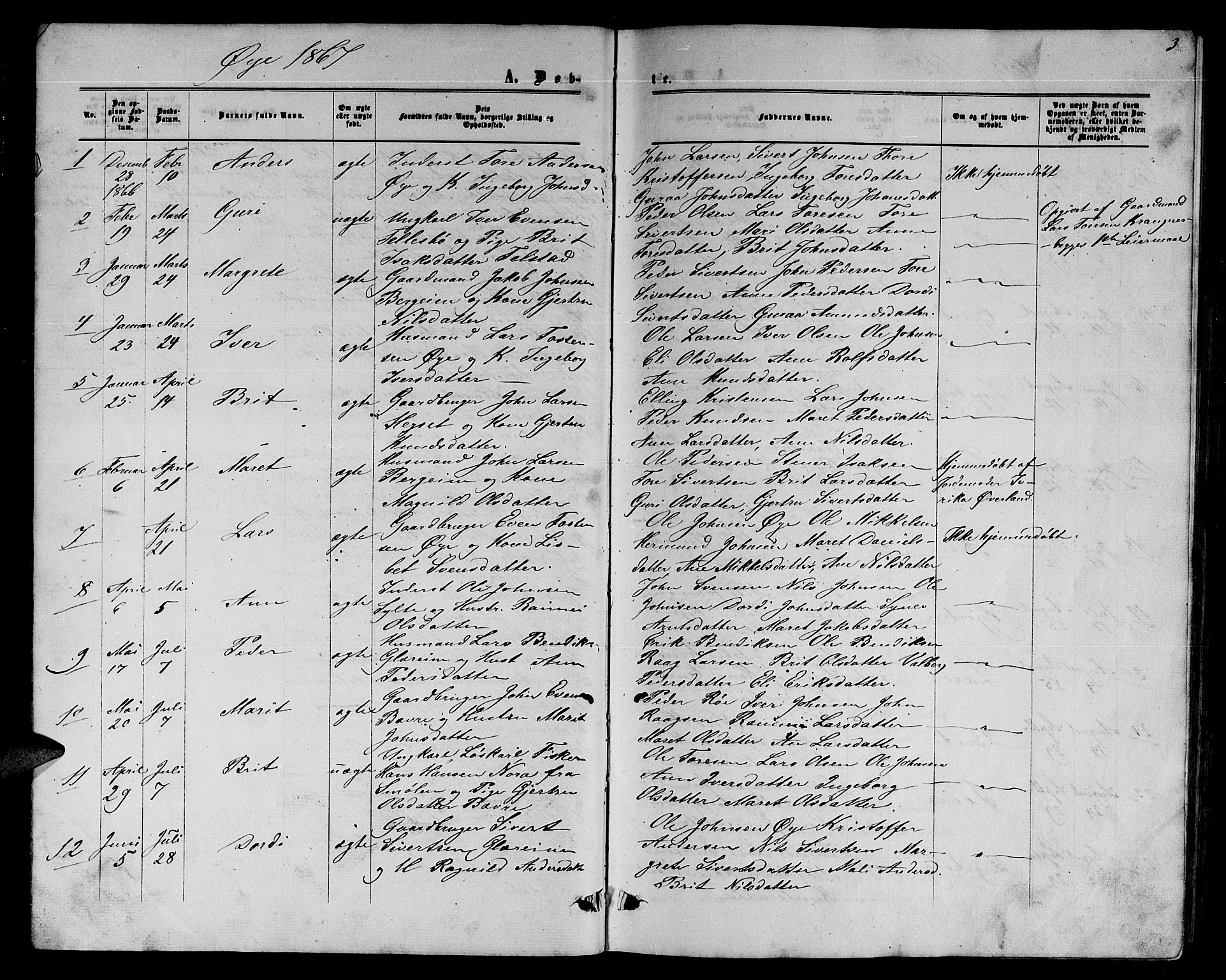 Ministerialprotokoller, klokkerbøker og fødselsregistre - Møre og Romsdal, SAT/A-1454/595/L1051: Parish register (copy) no. 595C03, 1866-1891, p. 3