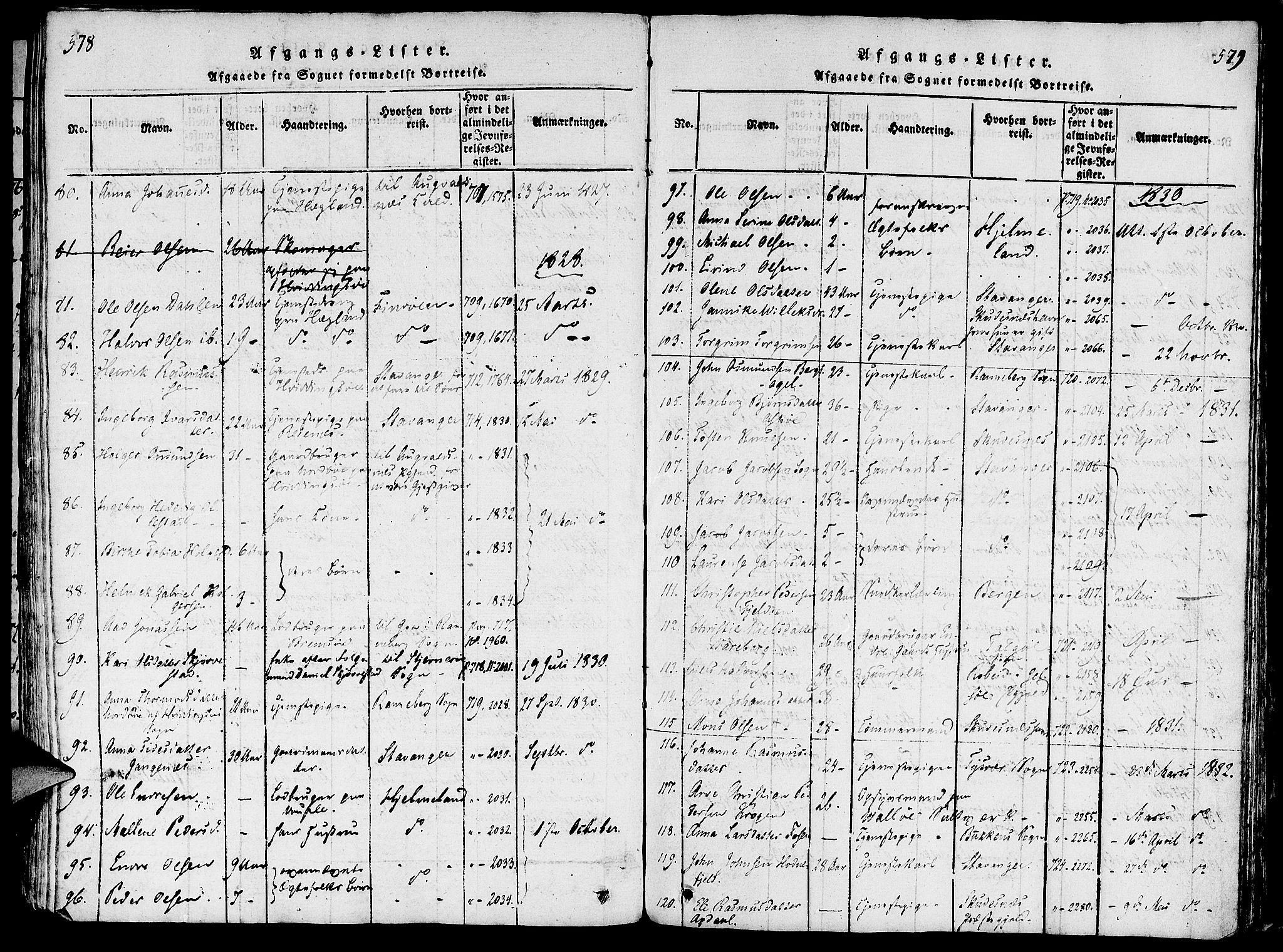Rennesøy sokneprestkontor, SAST/A -101827/H/Ha/Haa/L0004: Parish register (official) no. A 4, 1816-1837, p. 578-579