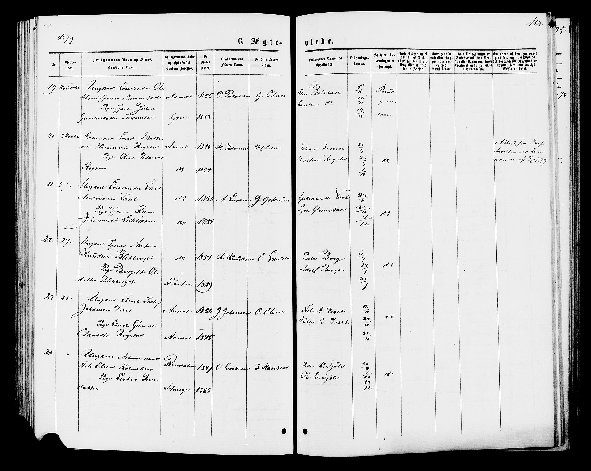 Åmot prestekontor, Hedmark, AV/SAH-PREST-056/H/Ha/Haa/L0009: Parish register (official) no. 9, 1875-1883, p. 168