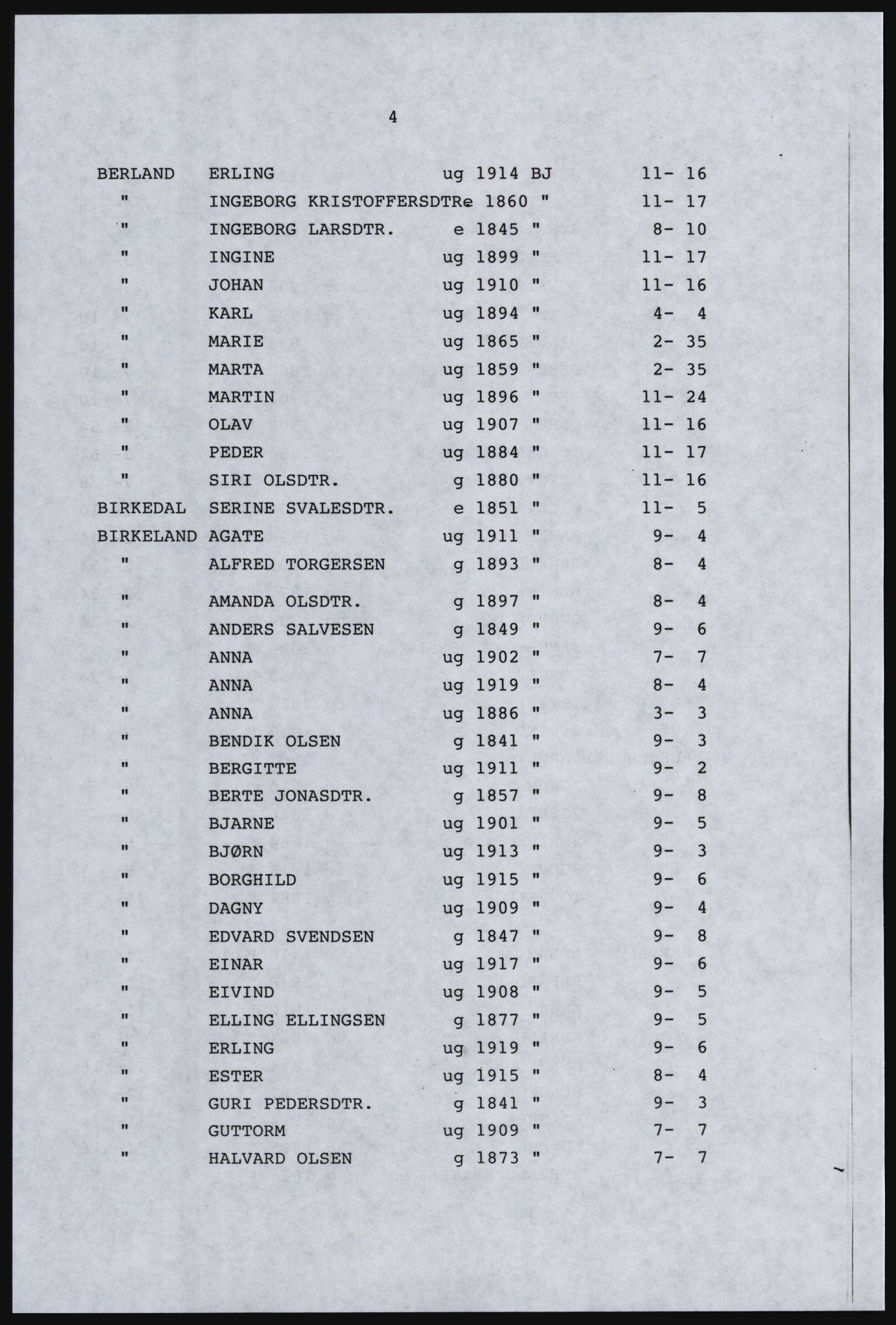 SAST, Copy of 1920 census for Dalane, 1920, p. 276
