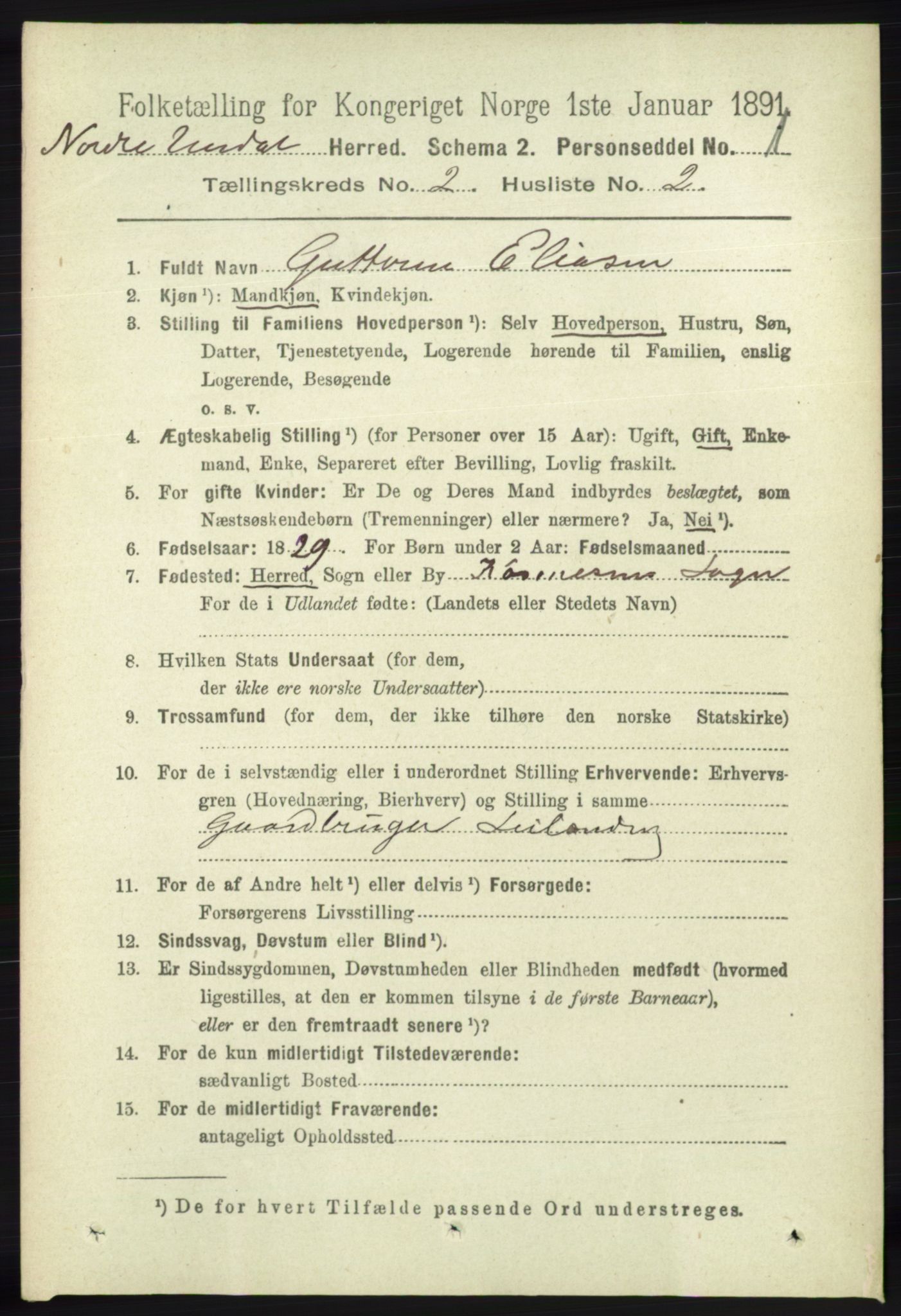 RA, 1891 census for 1028 Nord-Audnedal, 1891, p. 359