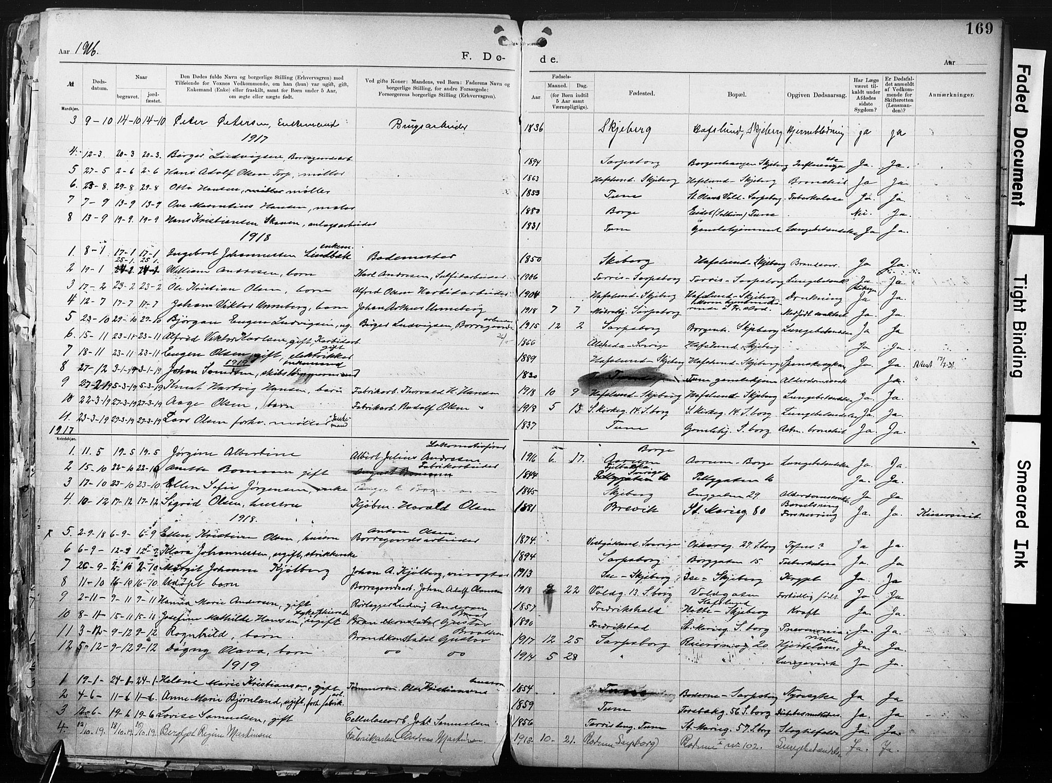 Sarpsborg metodistkirke, SAO/PAO-0233/A/L0004: Dissenter register no. 4, 1892-1923, p. 169