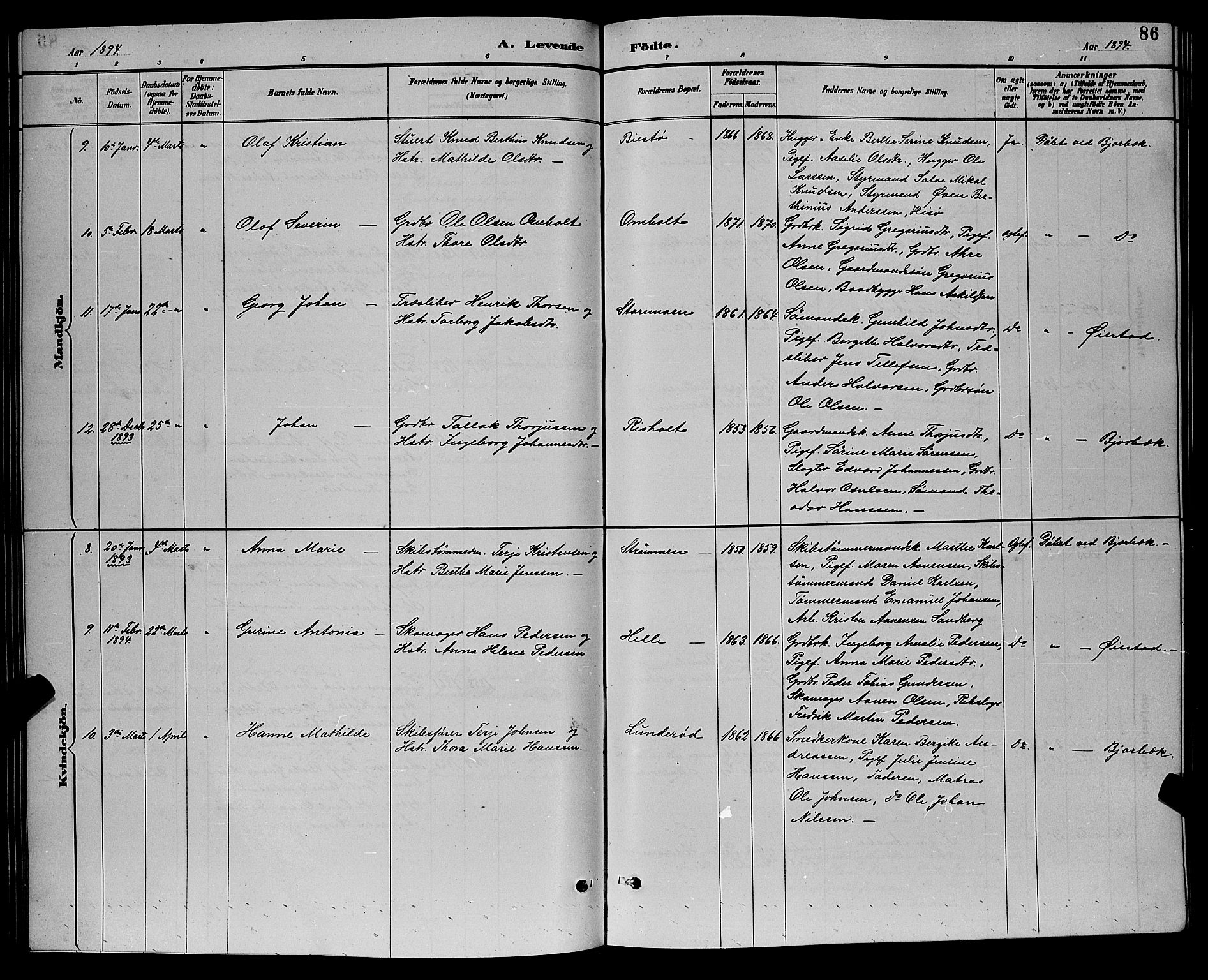 Øyestad sokneprestkontor, AV/SAK-1111-0049/F/Fb/L0009: Parish register (copy) no. B 9, 1886-1896, p. 86