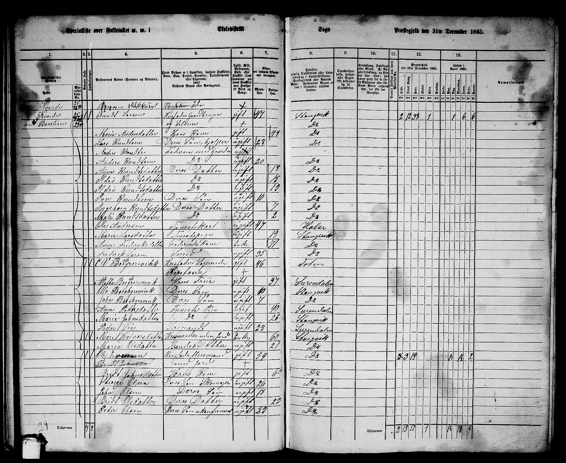 RA, 1865 census for Stangvik, 1865, p. 24