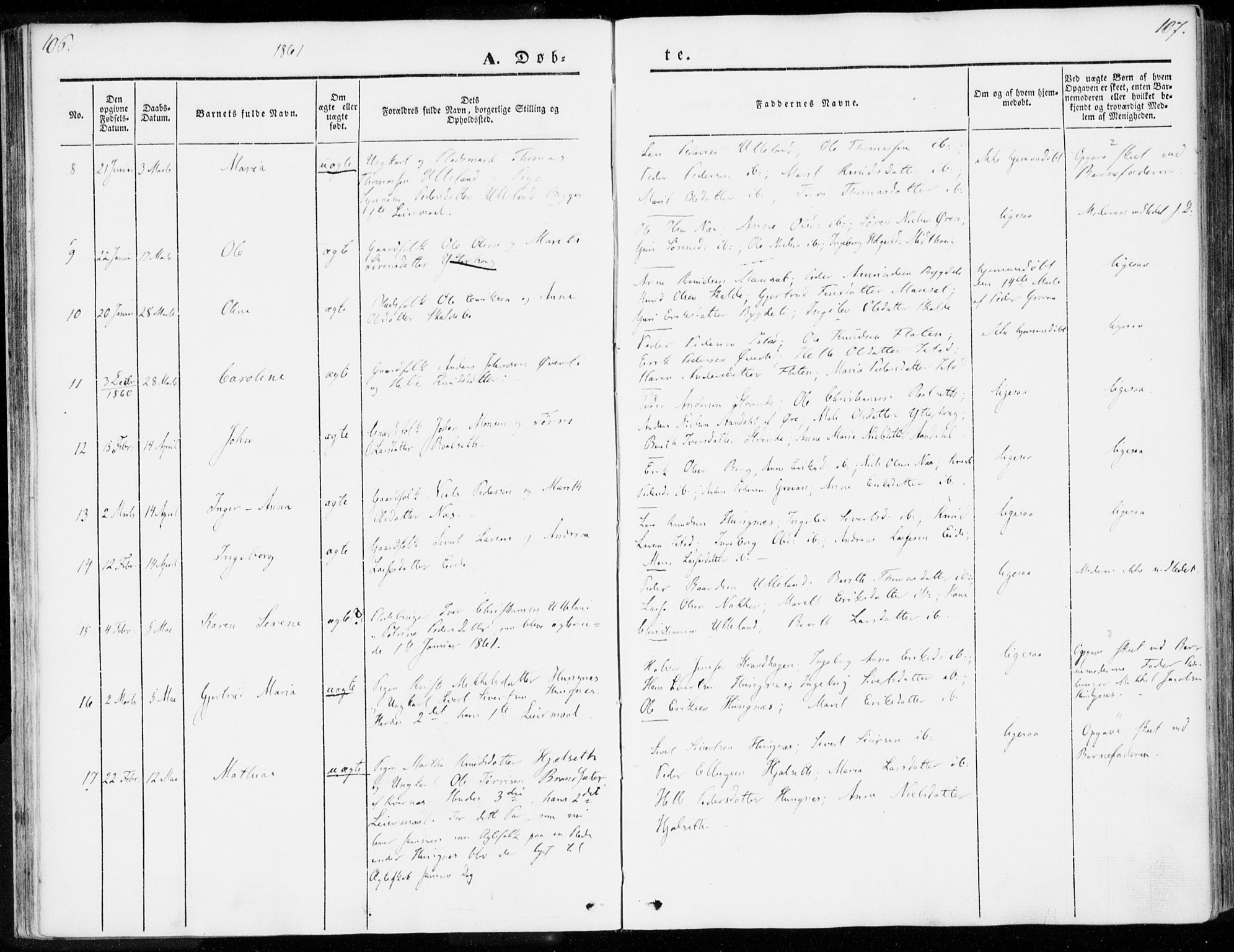 Ministerialprotokoller, klokkerbøker og fødselsregistre - Møre og Romsdal, AV/SAT-A-1454/557/L0680: Parish register (official) no. 557A02, 1843-1869, p. 106-107