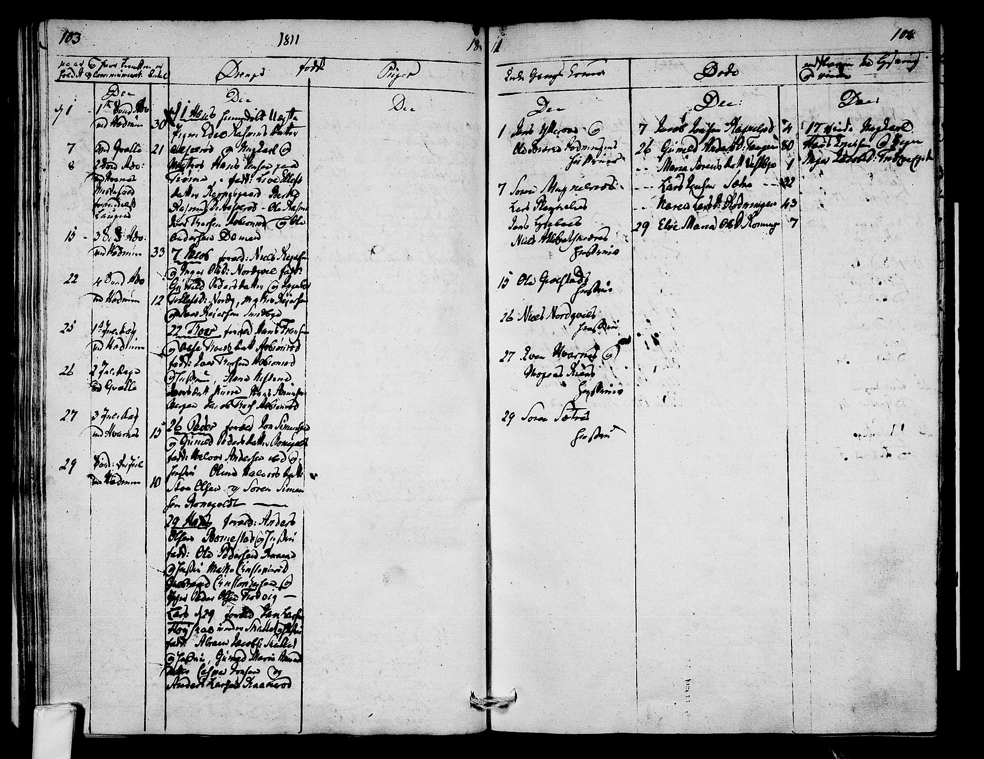 Hedrum kirkebøker, AV/SAKO-A-344/F/Fa/L0003: Parish register (official) no. I 3, 1807-1816, p. 103-104