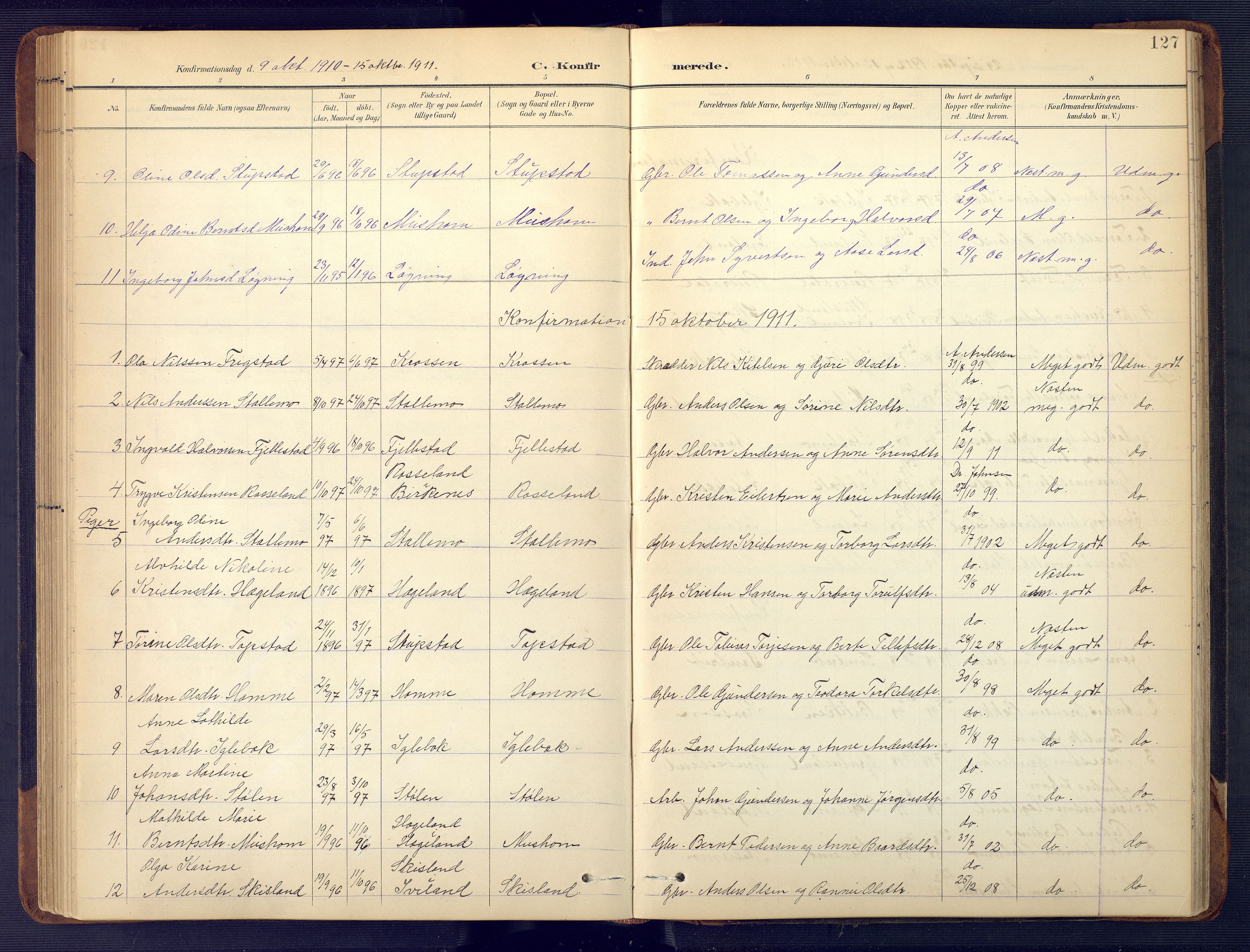 Vennesla sokneprestkontor, SAK/1111-0045/Fb/Fbc/L0003: Parish register (copy) no. B 3, 1895-1946, p. 127