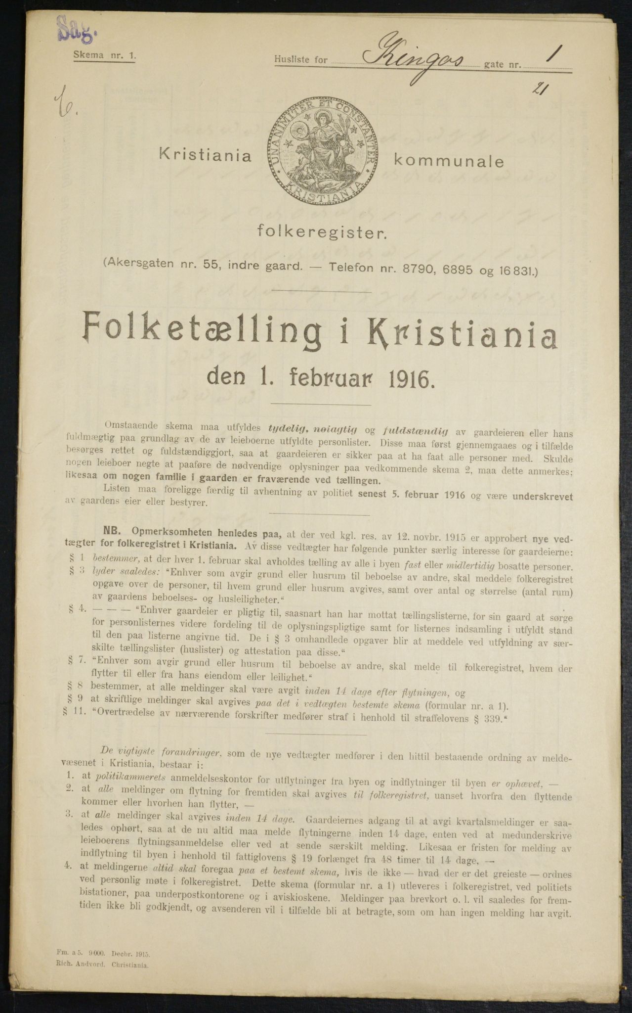 OBA, Municipal Census 1916 for Kristiania, 1916, p. 50618