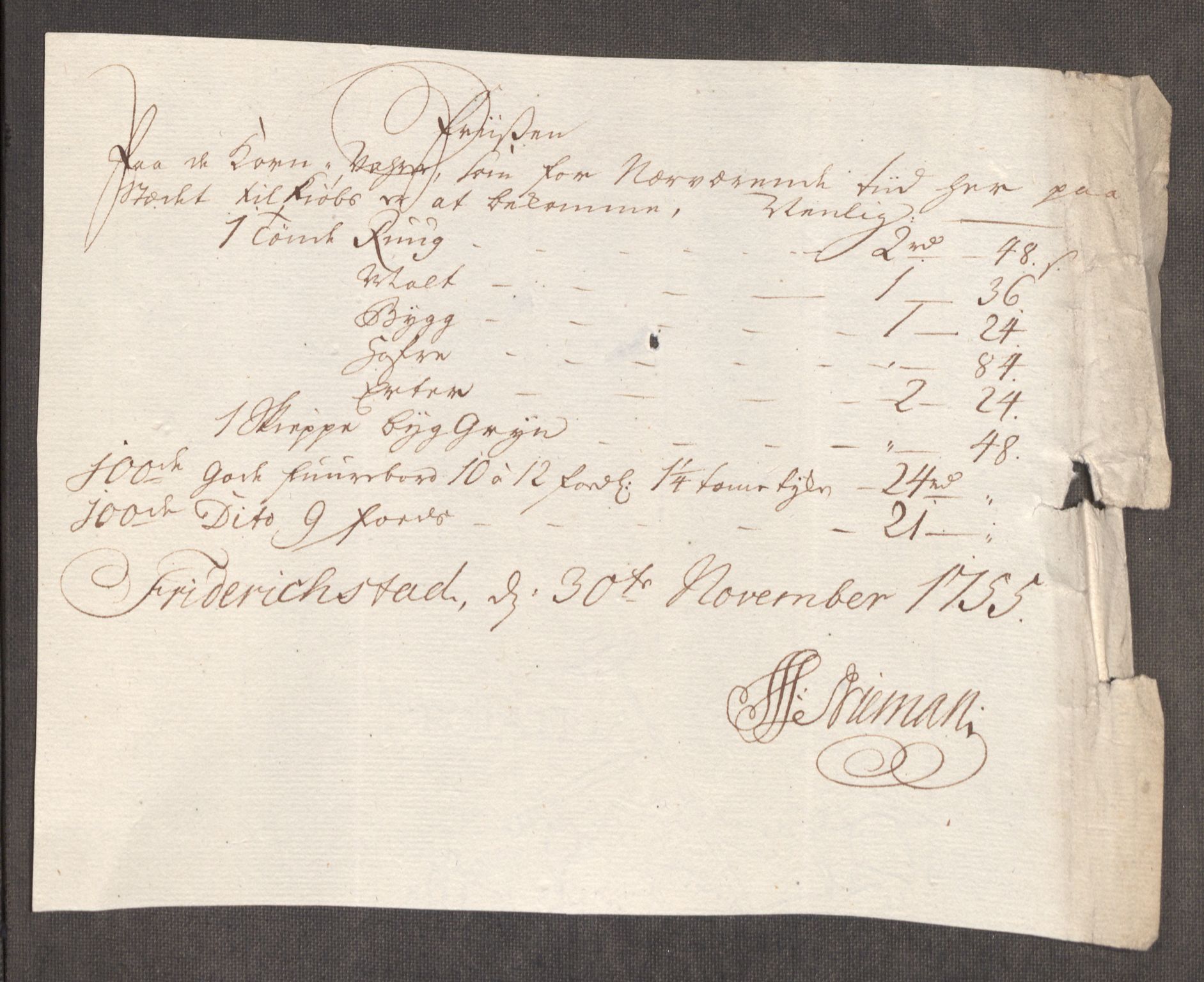 Rentekammeret inntil 1814, Realistisk ordnet avdeling, AV/RA-EA-4070/Oe/L0005: [Ø1]: Priskuranter, 1753-1757, p. 376