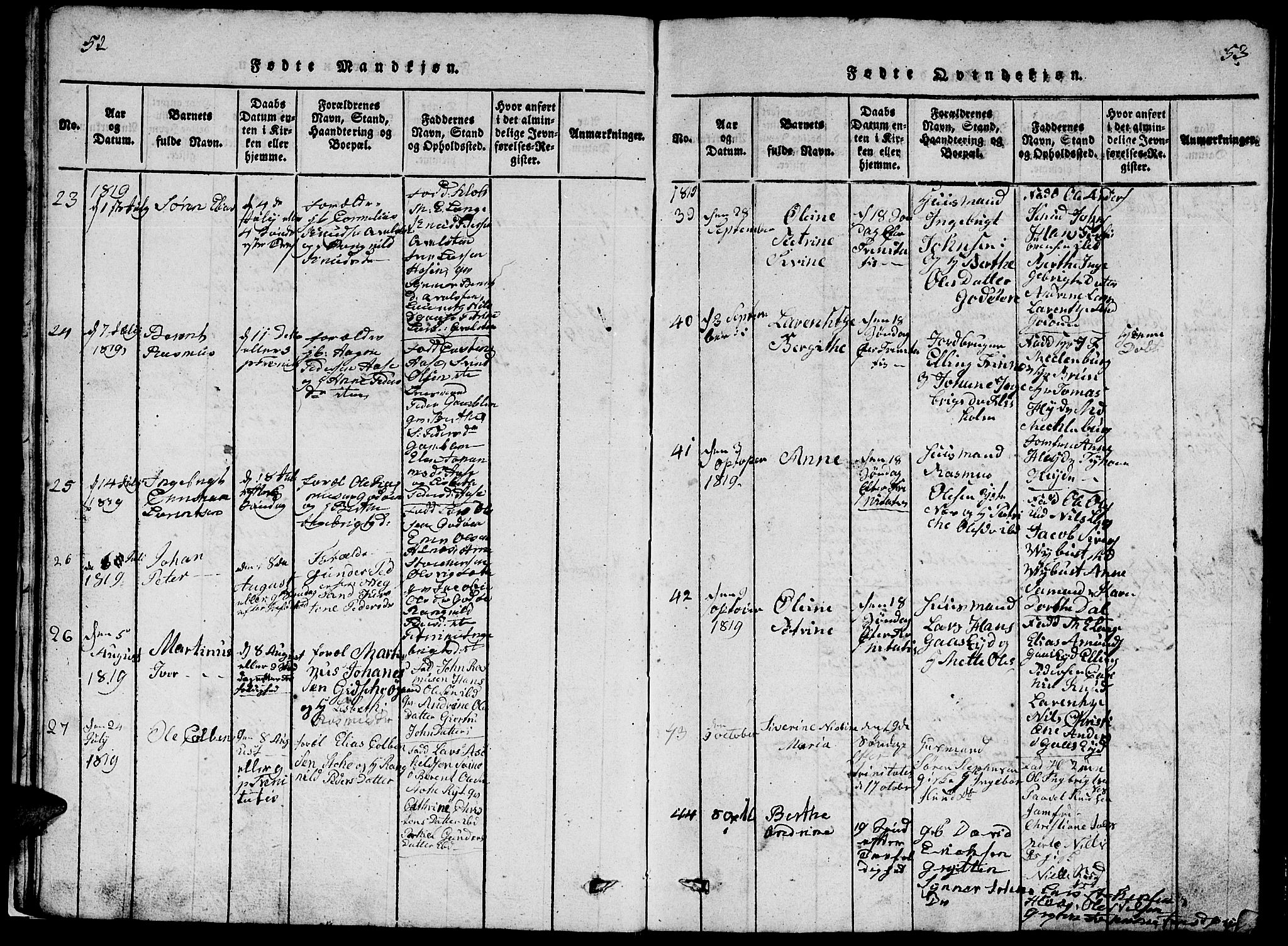 Ministerialprotokoller, klokkerbøker og fødselsregistre - Møre og Romsdal, AV/SAT-A-1454/528/L0423: Parish register (copy) no. 528C04, 1816-1827, p. 52-53