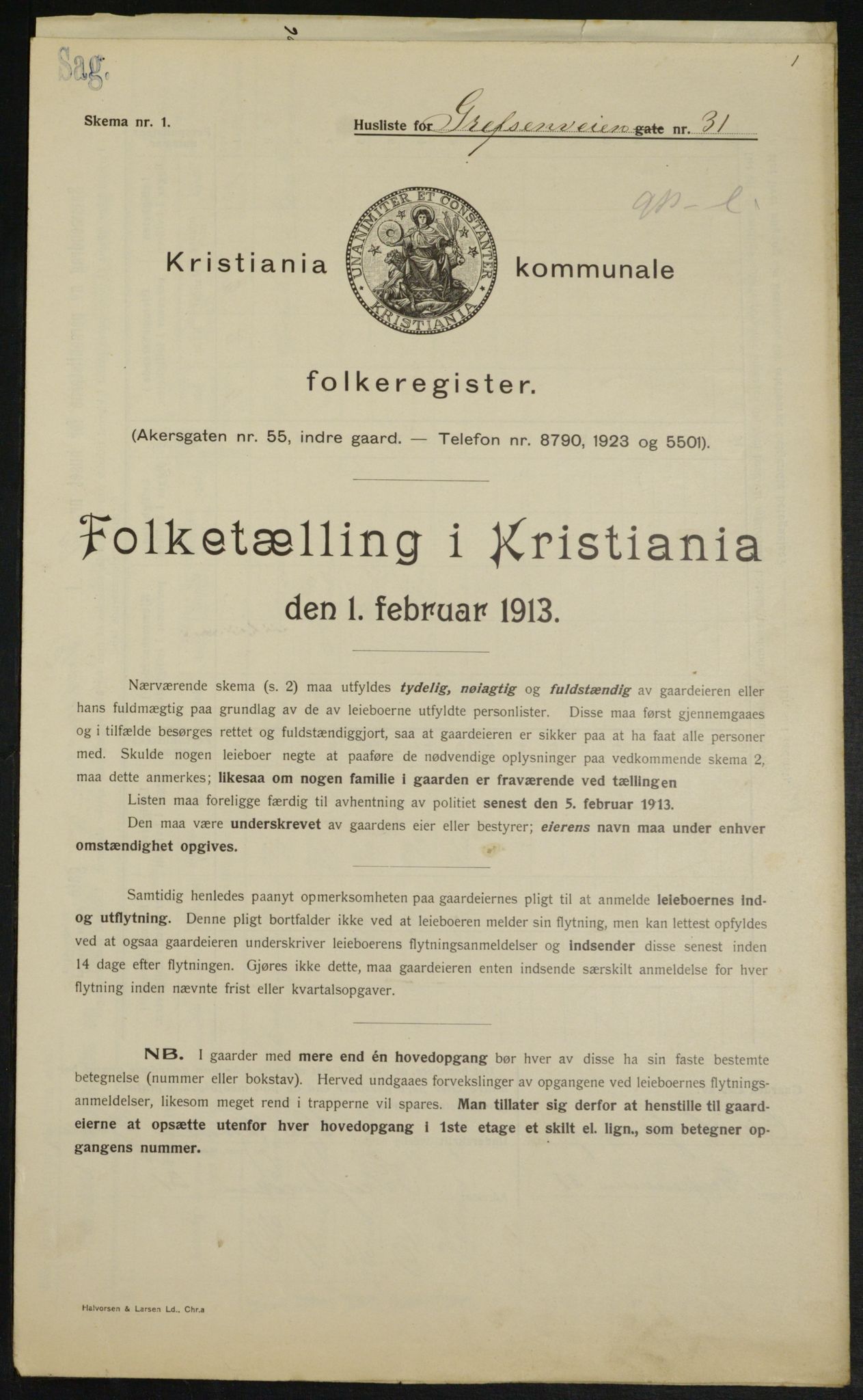 OBA, Municipal Census 1913 for Kristiania, 1913, p. 29769