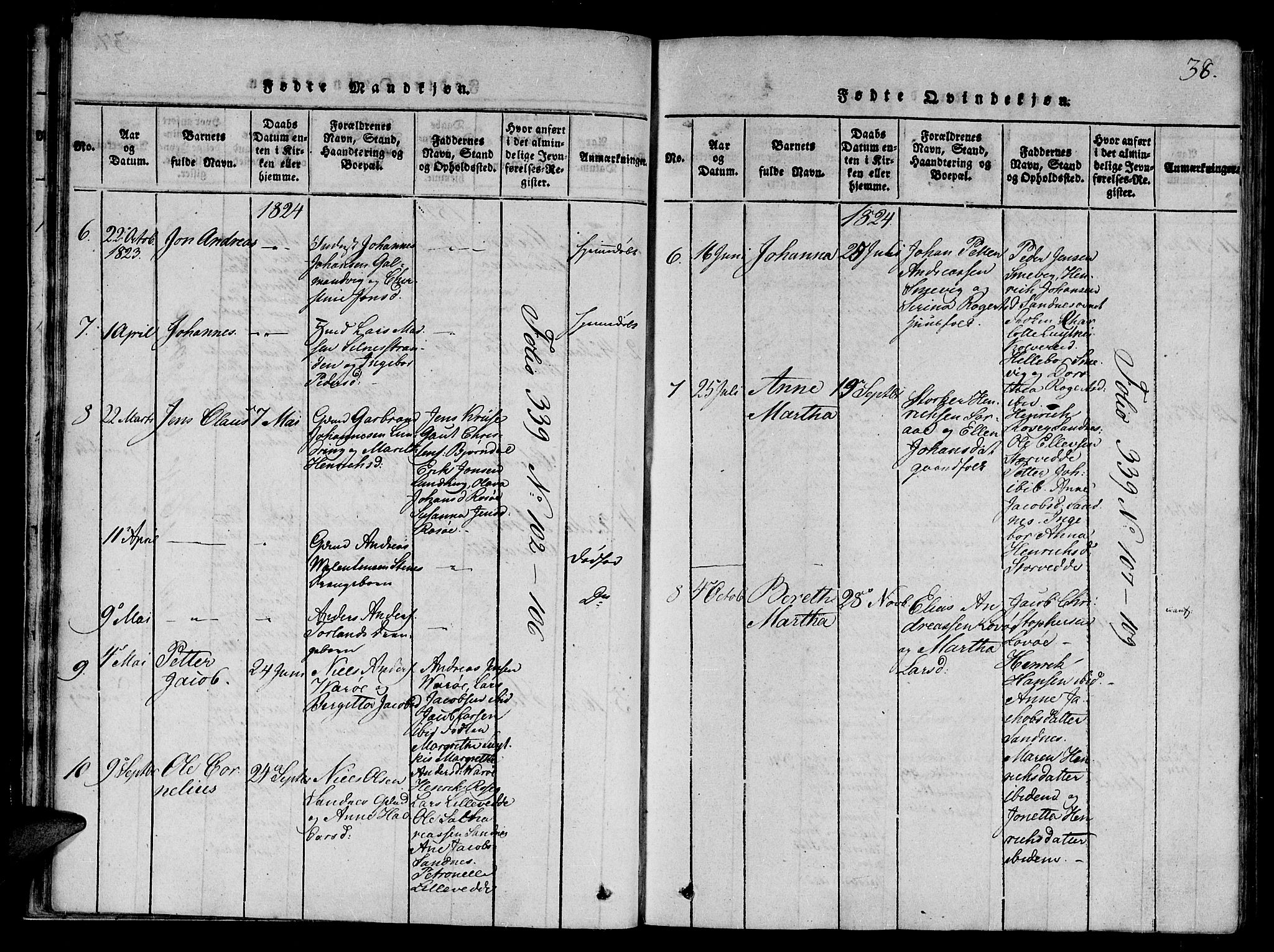 Ministerialprotokoller, klokkerbøker og fødselsregistre - Nord-Trøndelag, SAT/A-1458/784/L0667: Parish register (official) no. 784A03 /1, 1816-1829, p. 38
