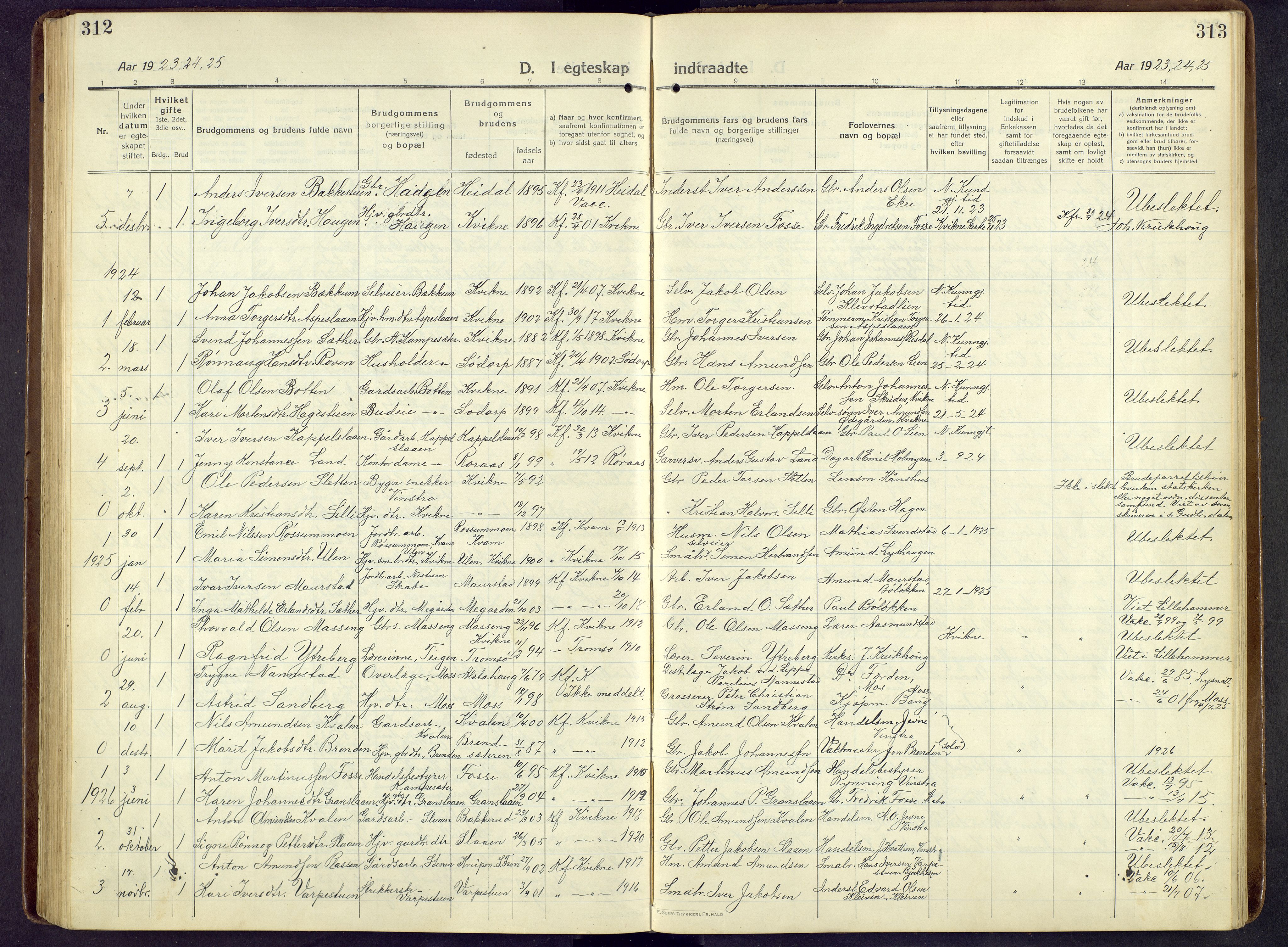 Nord-Fron prestekontor, SAH/PREST-080/H/Ha/Hab/L0009: Parish register (copy) no. 9, 1915-1958, p. 312-313