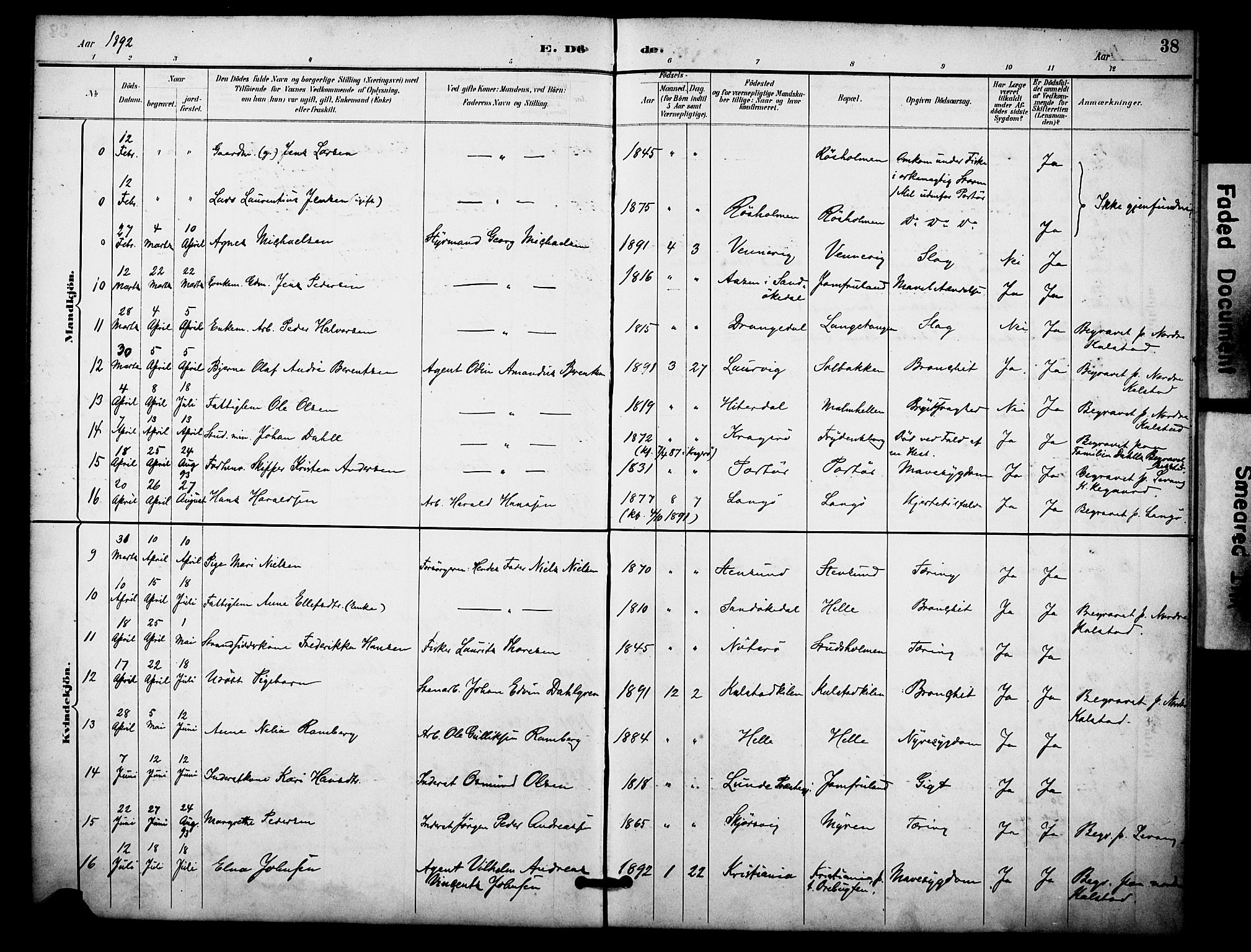 Skåtøy kirkebøker, AV/SAKO-A-304/F/Fa/L0004: Parish register (official) no. I 4, 1884-1900, p. 38