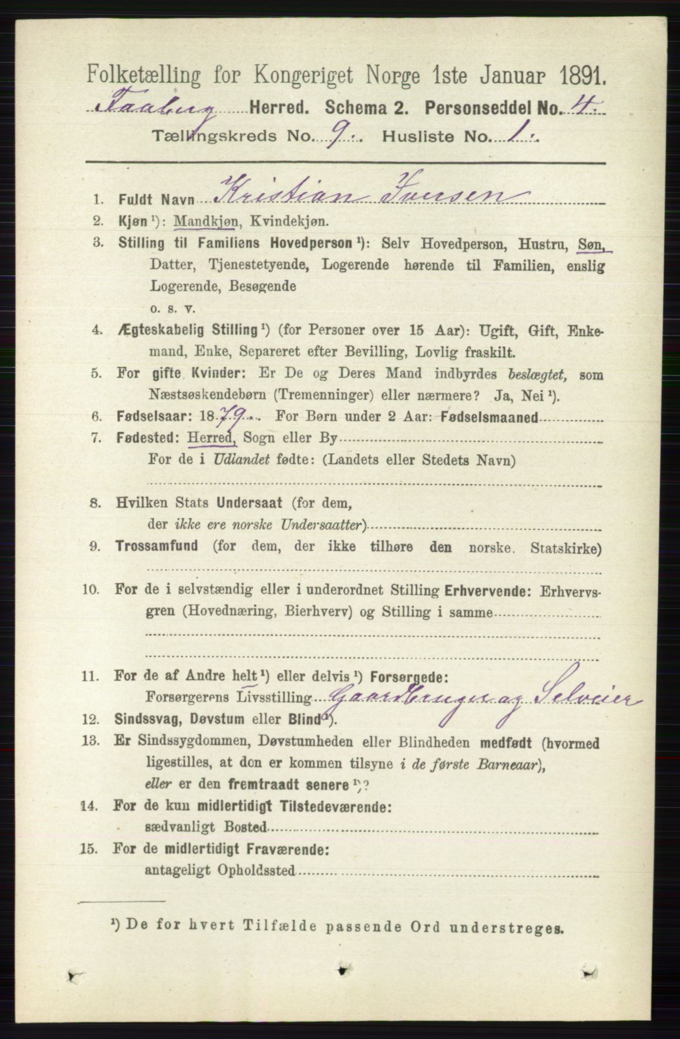 RA, 1891 census for 0524 Fåberg, 1891, p. 3881