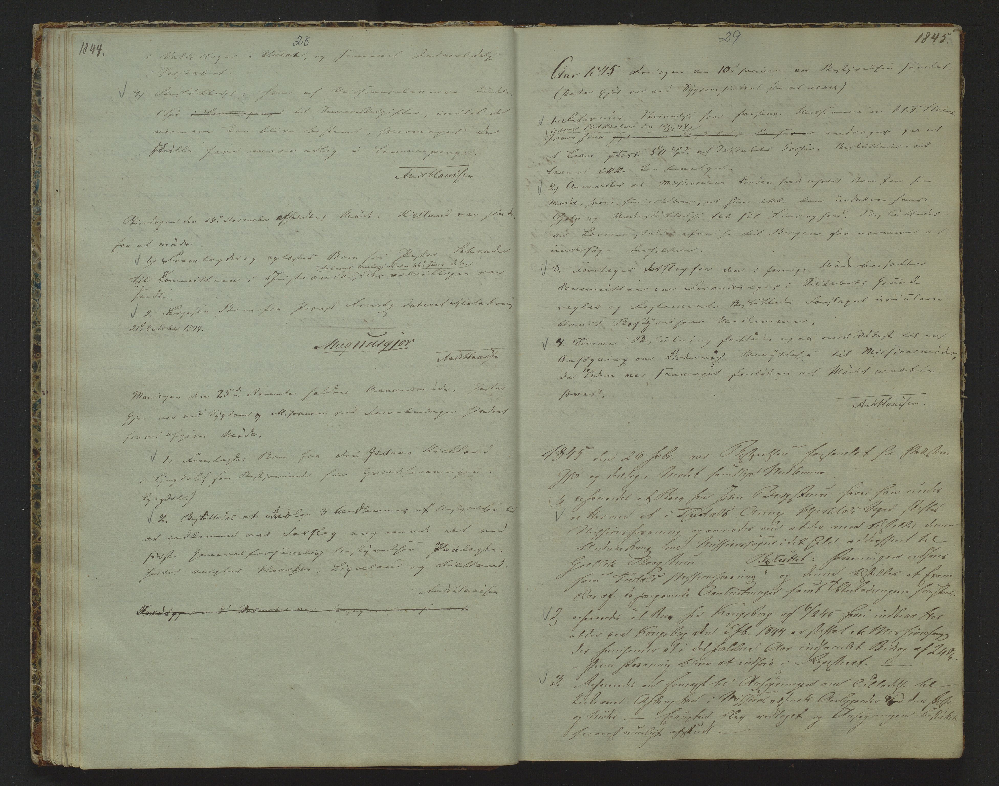 Det Norske Misjonsselskap - hovedadministrasjonen, VID/MA-A-1045/D/Da/Daa/L0006: Styreprotokoll nr. I, 12. august 1842 - 6. oktober 1853, 1842-1853, p. 28-29