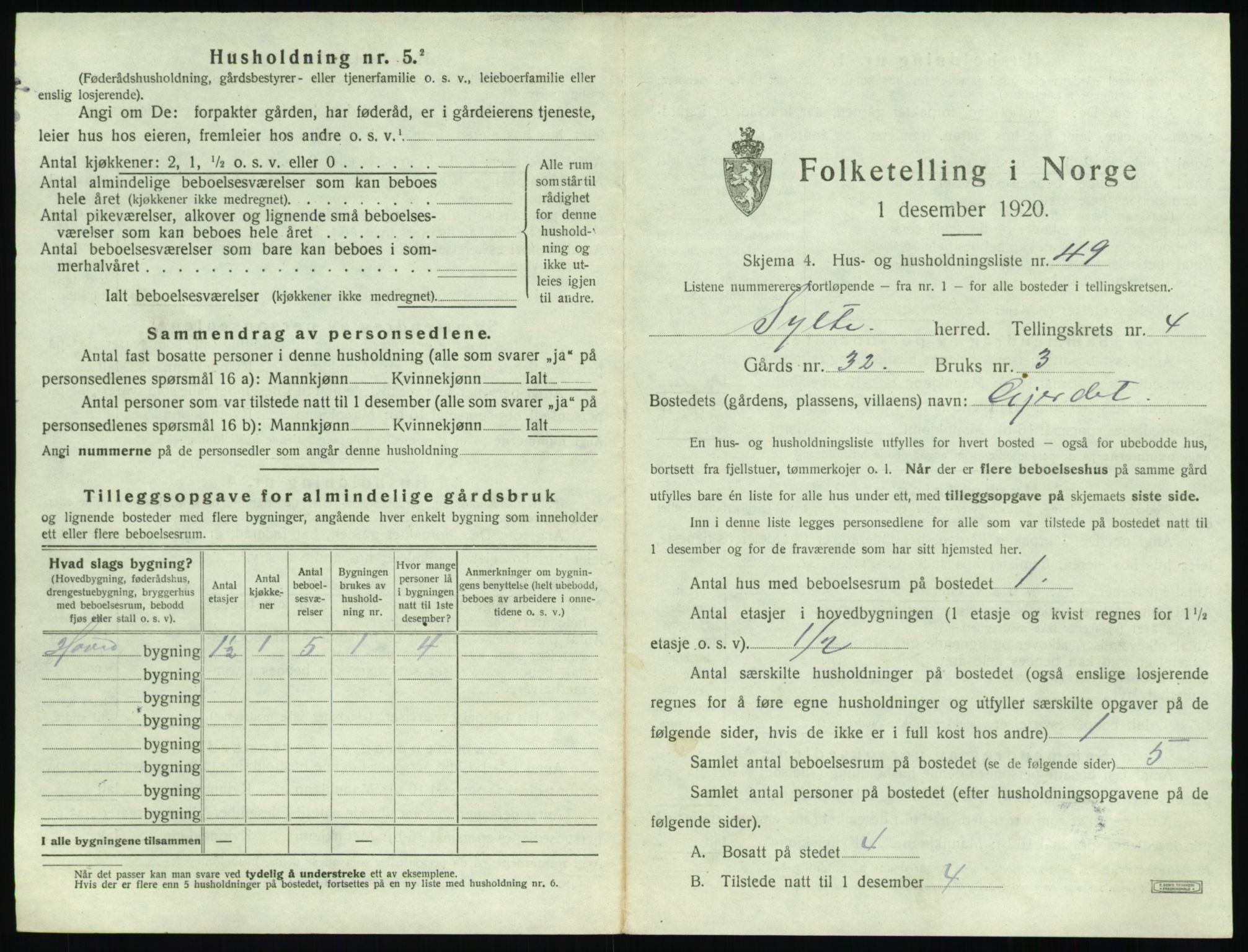 SAT, 1920 census for Sylte, 1920, p. 547