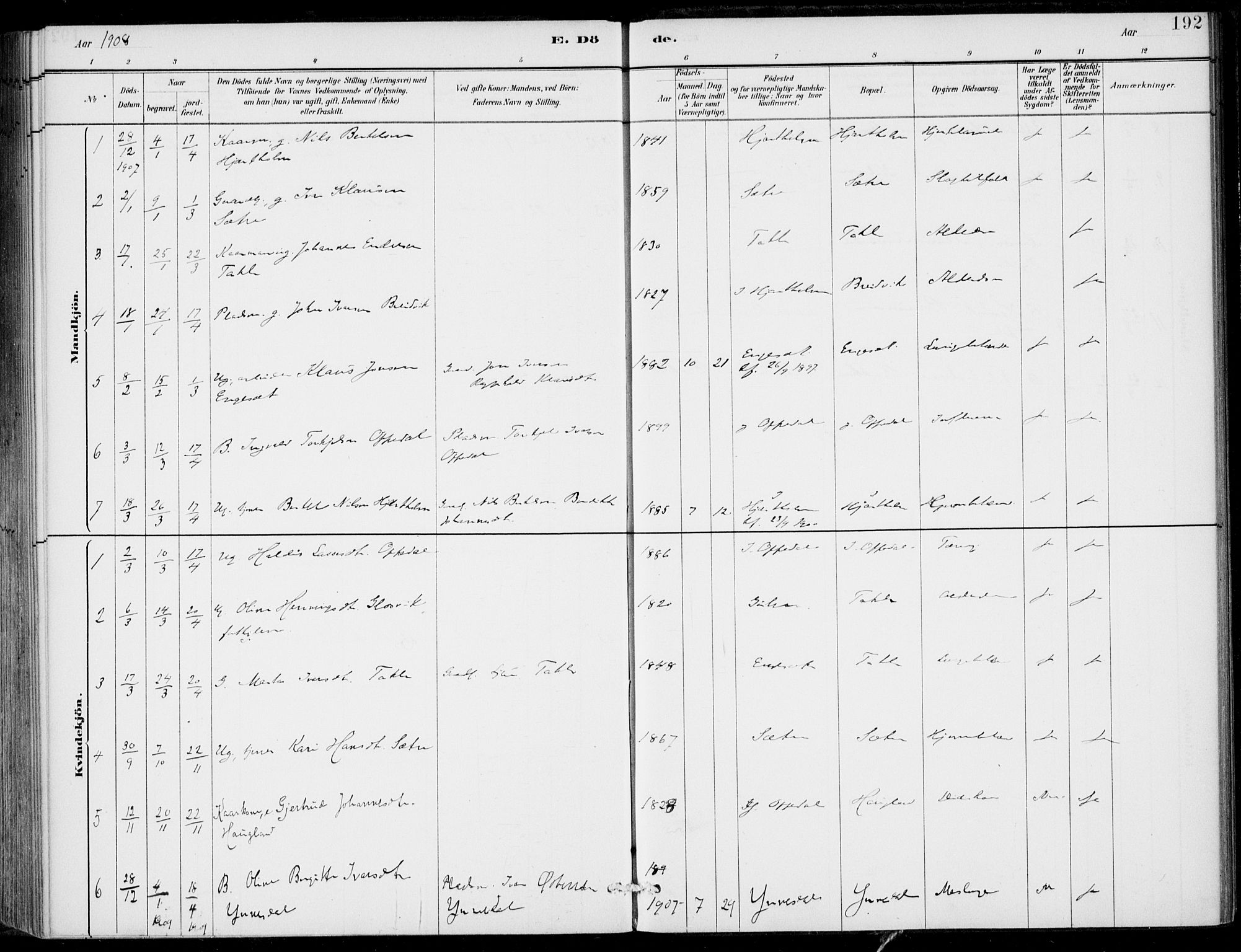 Gulen sokneprestembete, SAB/A-80201/H/Haa/Haac/L0002: Parish register (official) no. C  2, 1882-1914, p. 192