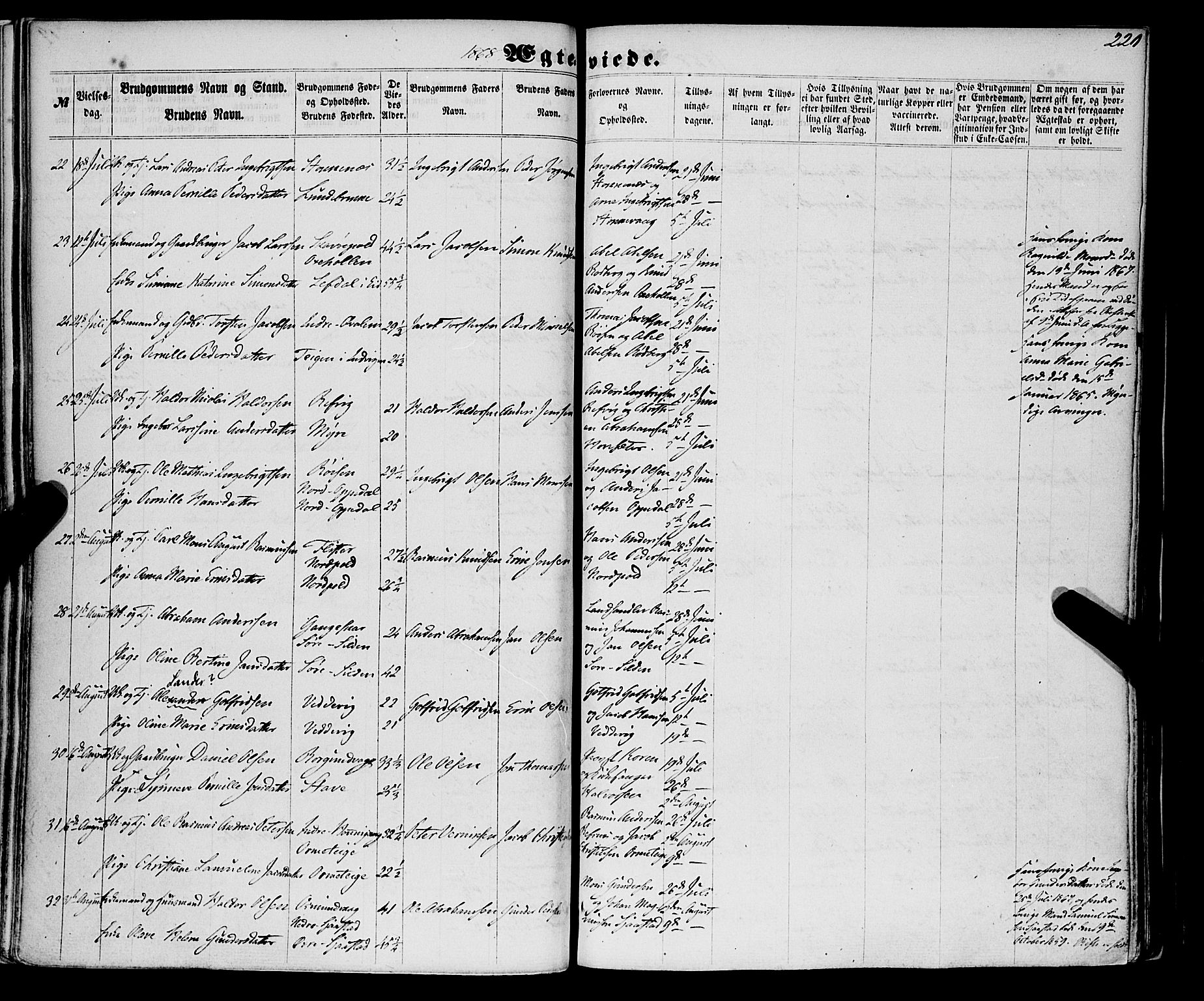 Selje sokneprestembete, AV/SAB-A-99938/H/Ha/Haa/Haaa: Parish register (official) no. A 11, 1858-1870, p. 220