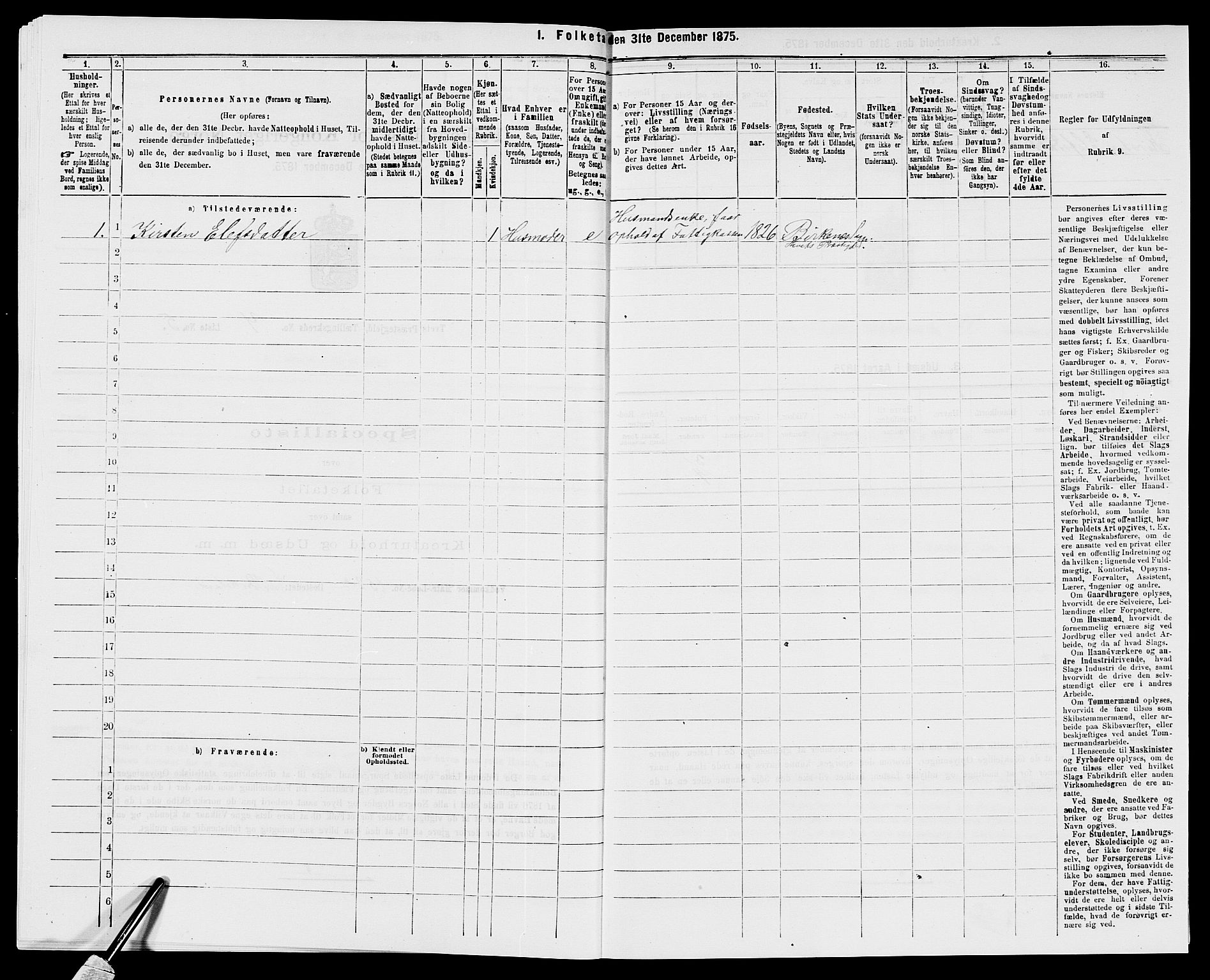 SAK, 1875 census for 1013P Tveit, 1875, p. 897