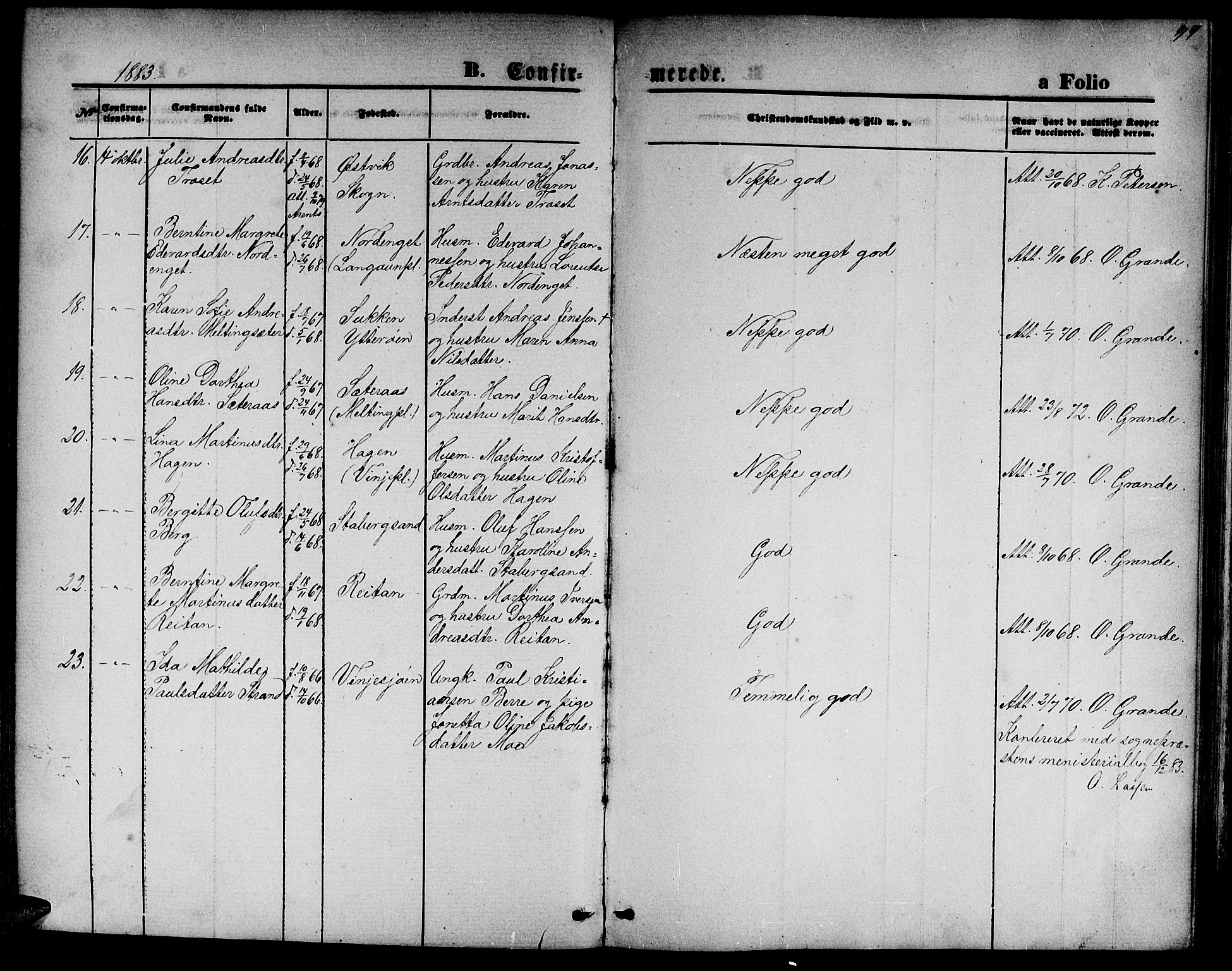 Ministerialprotokoller, klokkerbøker og fødselsregistre - Nord-Trøndelag, AV/SAT-A-1458/733/L0326: Parish register (copy) no. 733C01, 1871-1887, p. 99