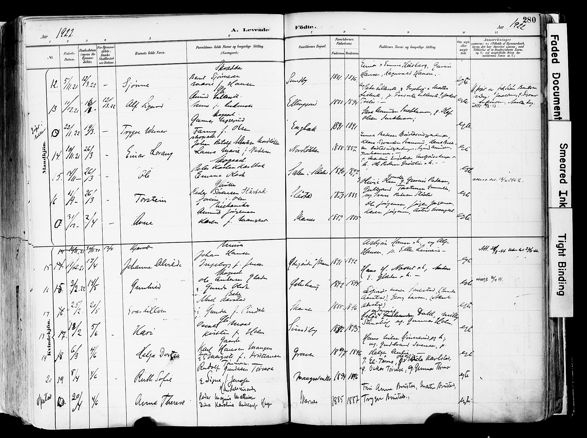 Sør-Odal prestekontor, AV/SAH-PREST-030/H/Ha/Haa/L0006: Parish register (official) no. 6, 1886-1931, p. 280