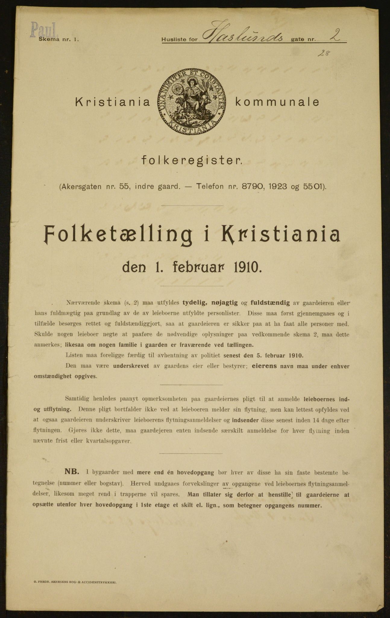 OBA, Municipal Census 1910 for Kristiania, 1910, p. 33102